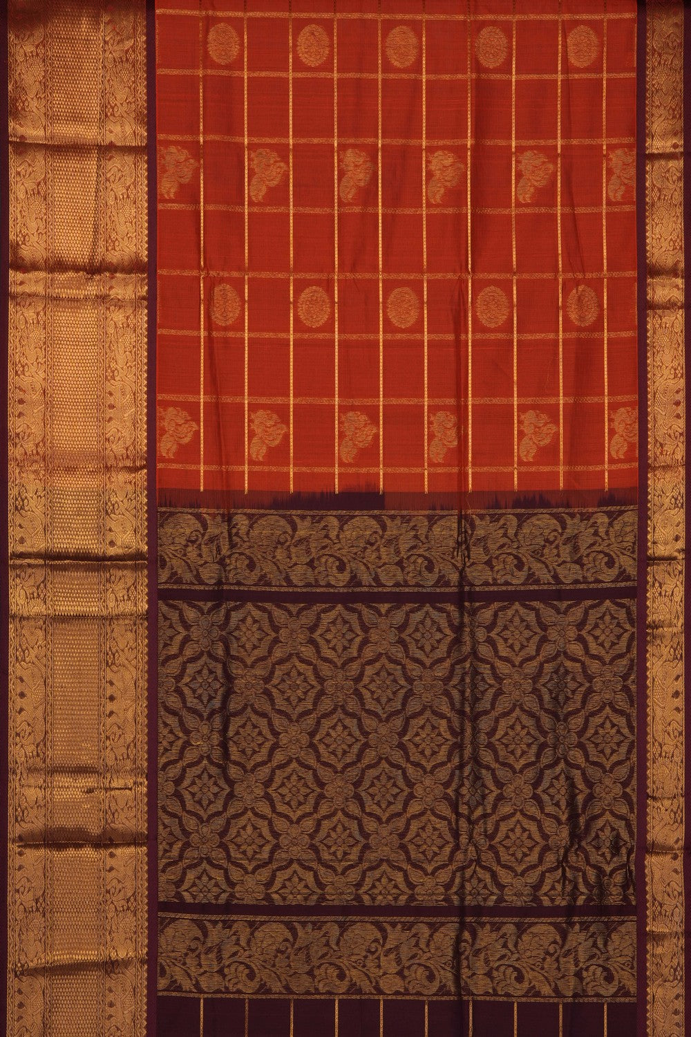 Image of Orange Mangalgiri Saree