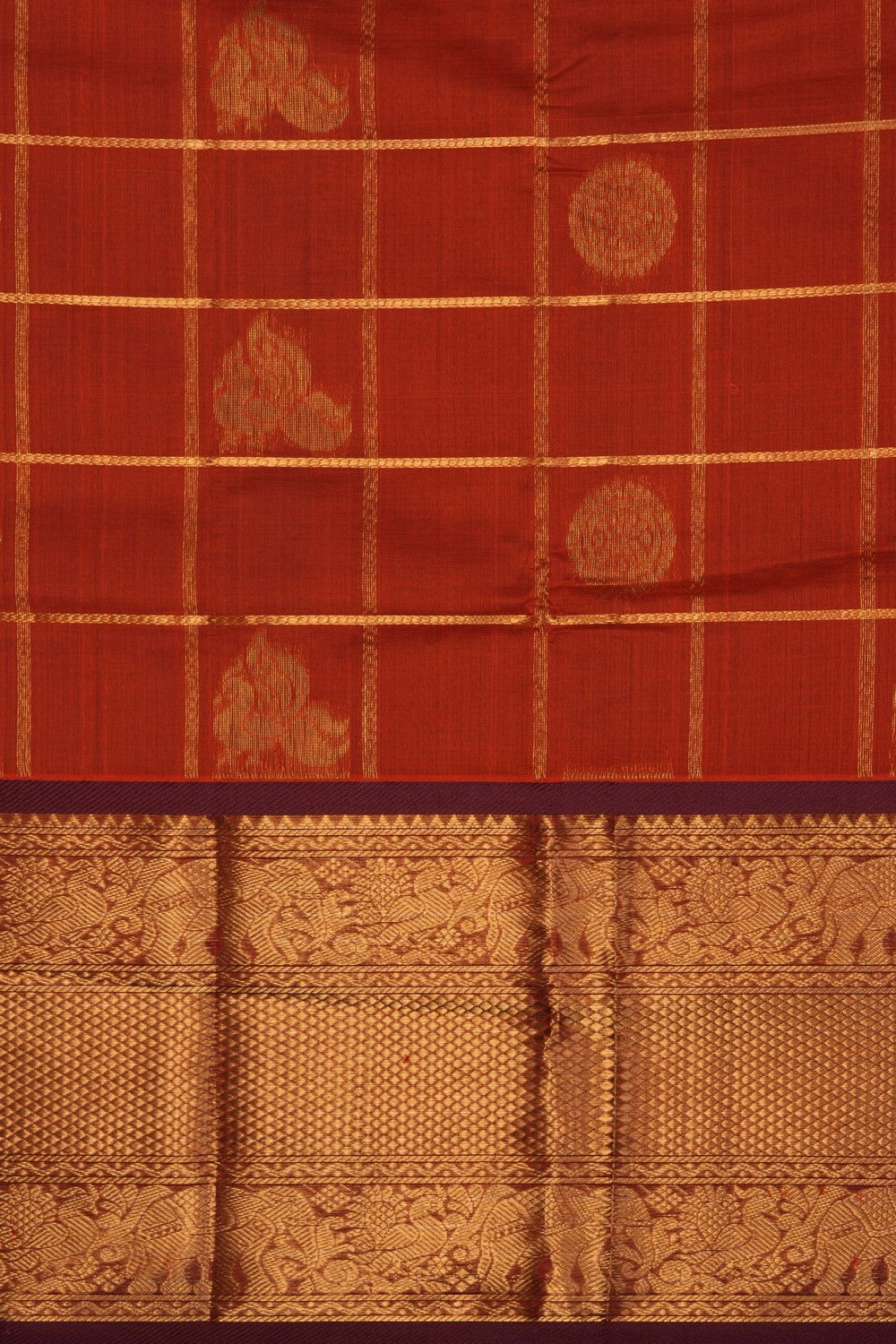 Image of Orange Mangalgiri Saree
