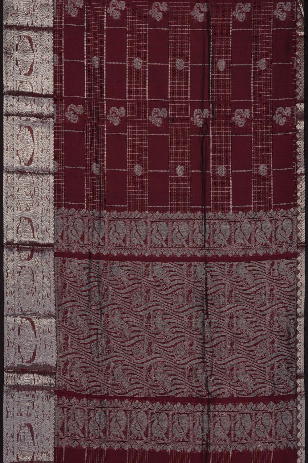 Image of Caramel-Maroon Mangalgiri Saree