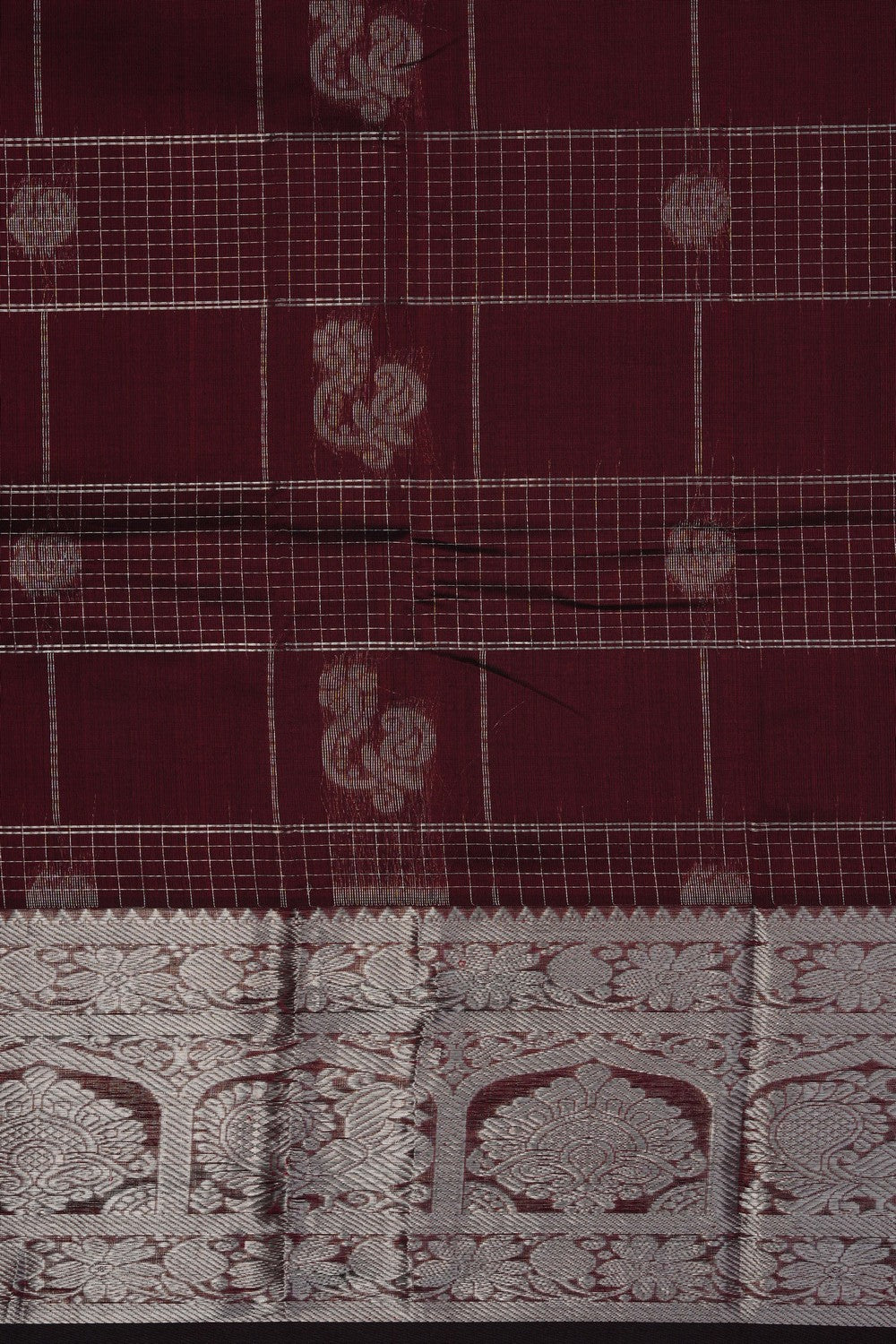 Image of Caramel-Maroon Mangalgiri Saree