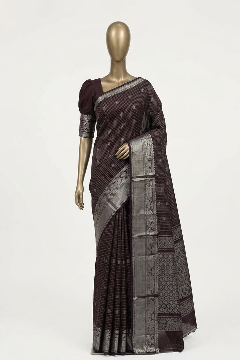 Image of Brown Mangalgiri Silk Saree