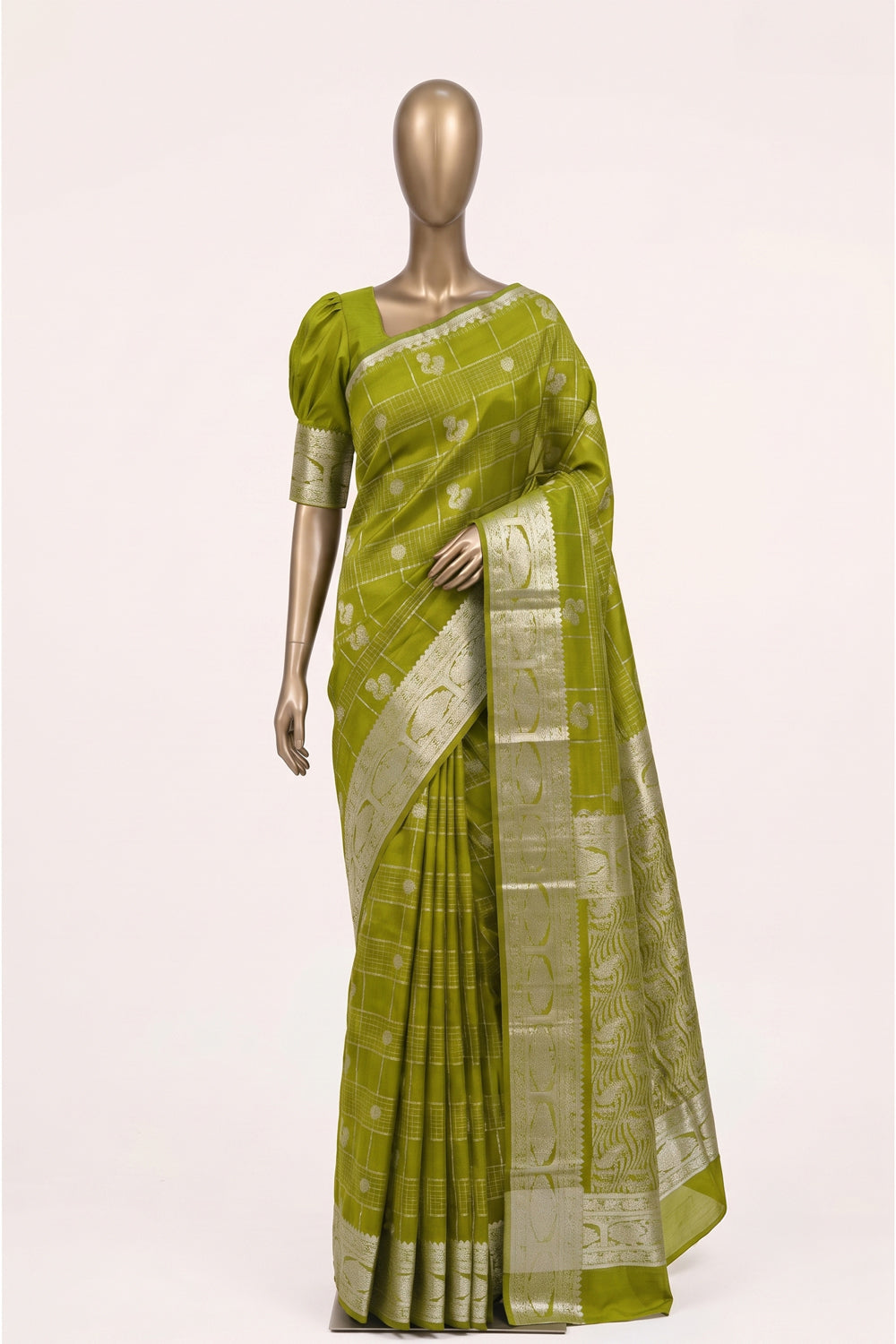 Image of Green Mangalgiri Saree