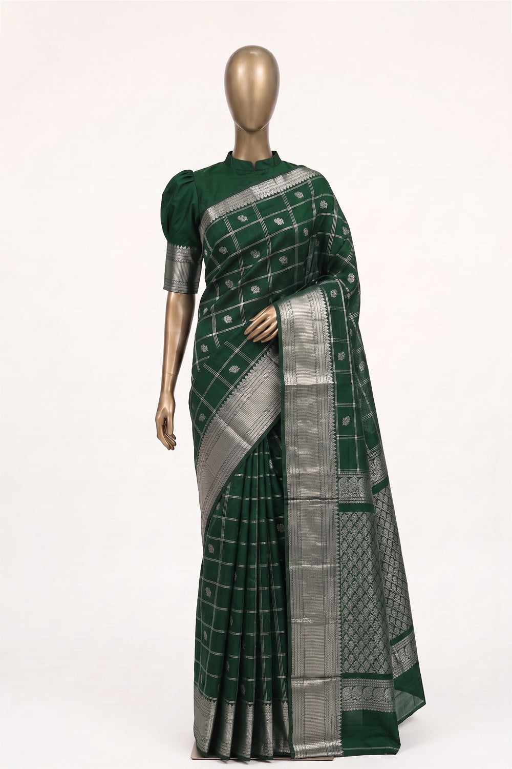 Image of Green Mangalgiri Saree