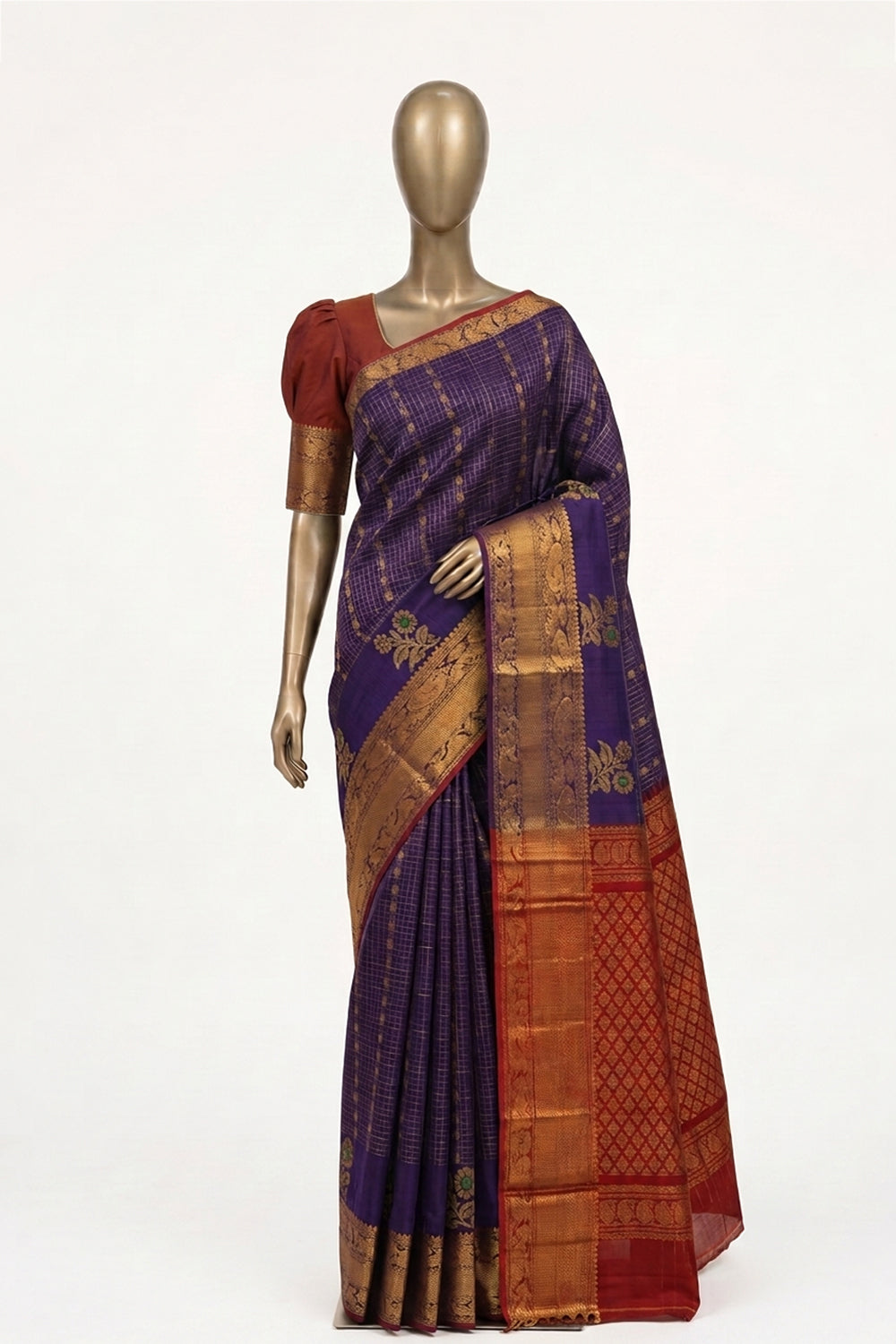 Image of Purple Mangalgiri Silk Saree