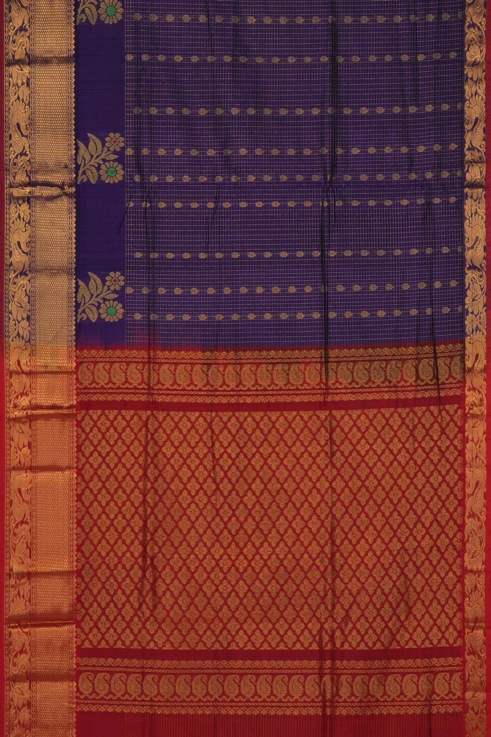 Image of Purple Mangalgiri Silk Saree