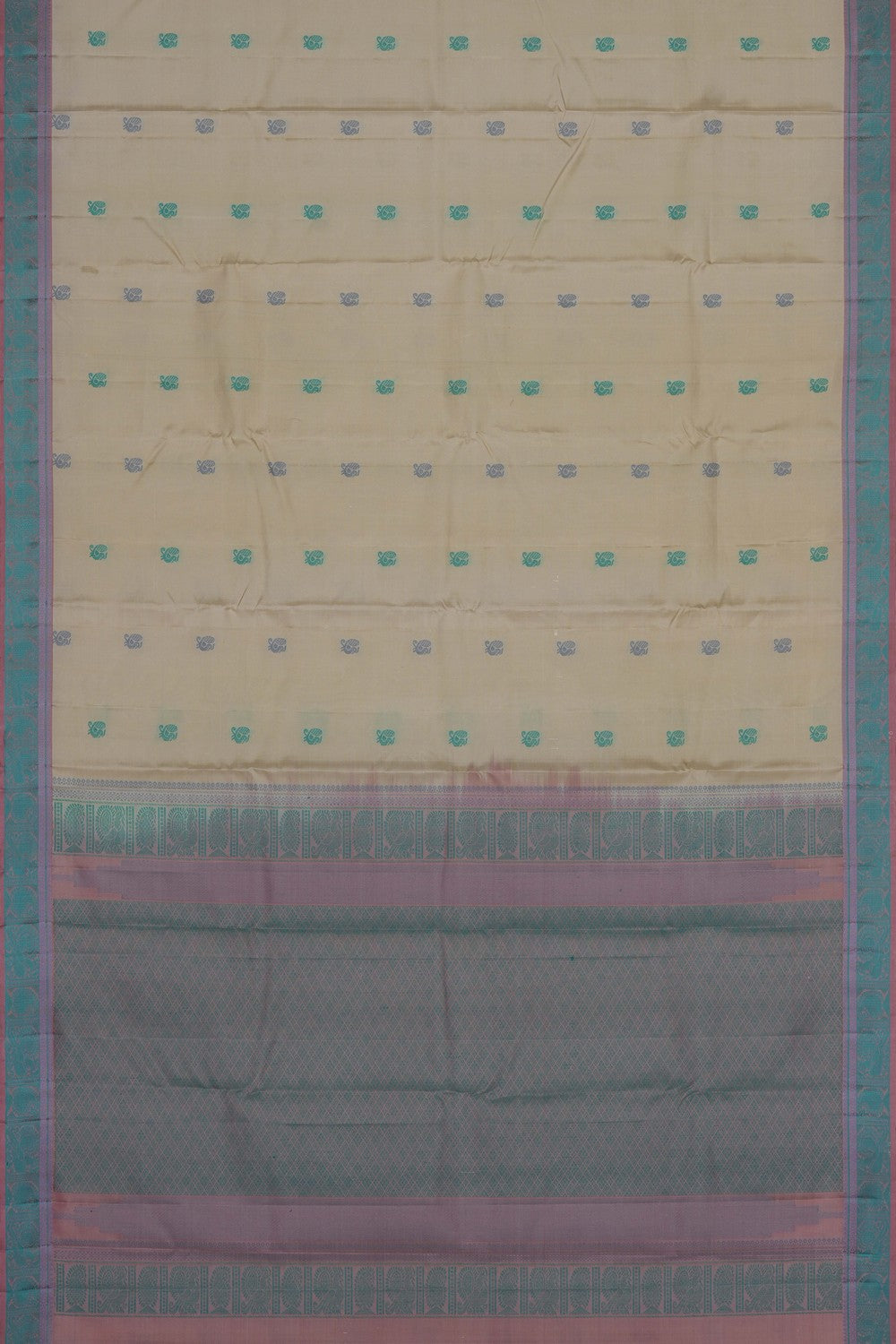 Image of Off-White Kanjivaram Silk Saree