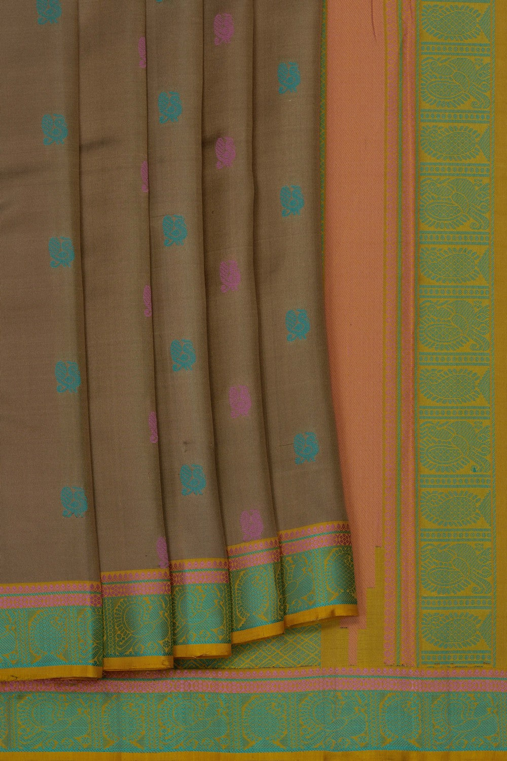 Image of Beige Kanjivaram Silk Saree