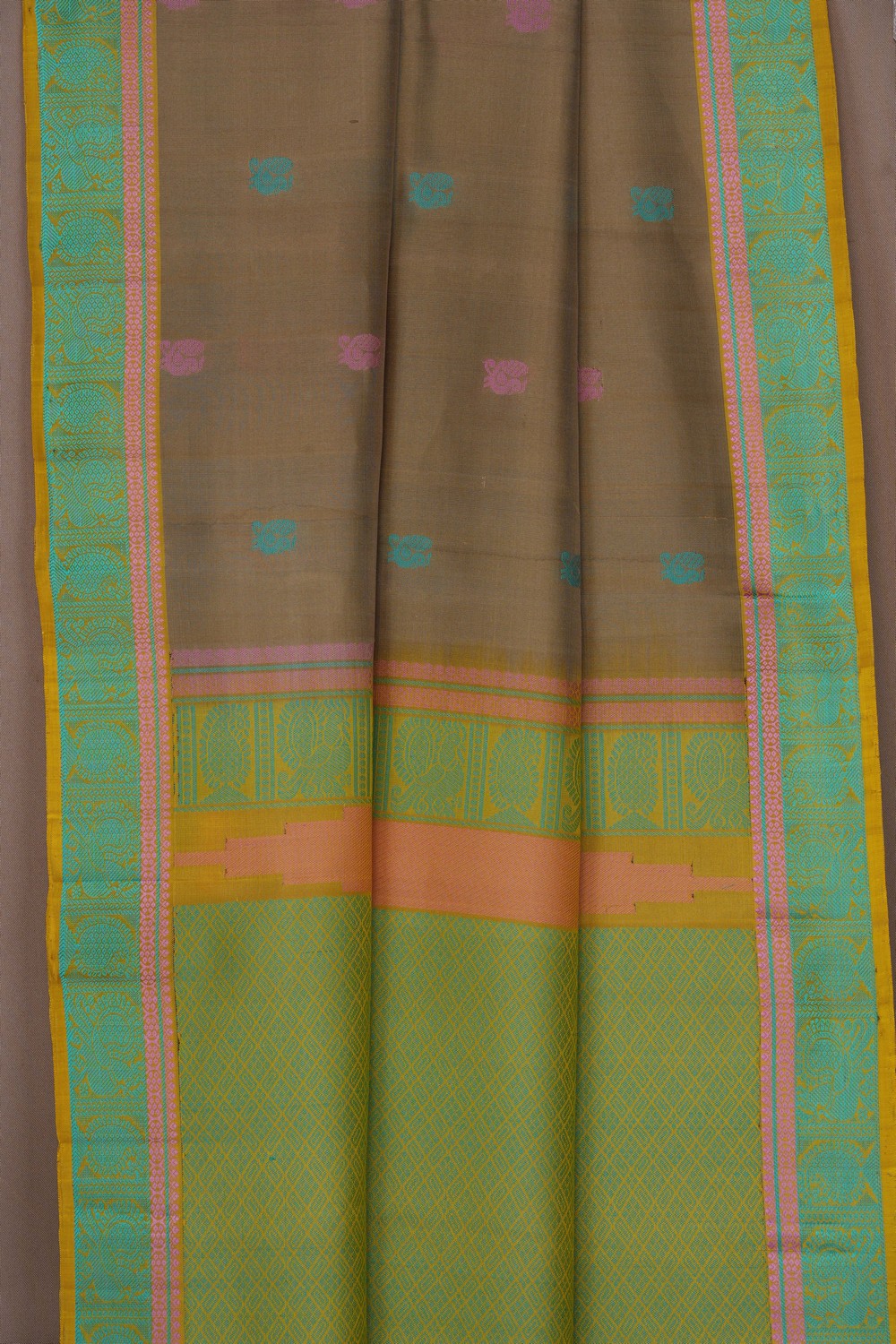 Image of Beige Kanjivaram Silk Saree