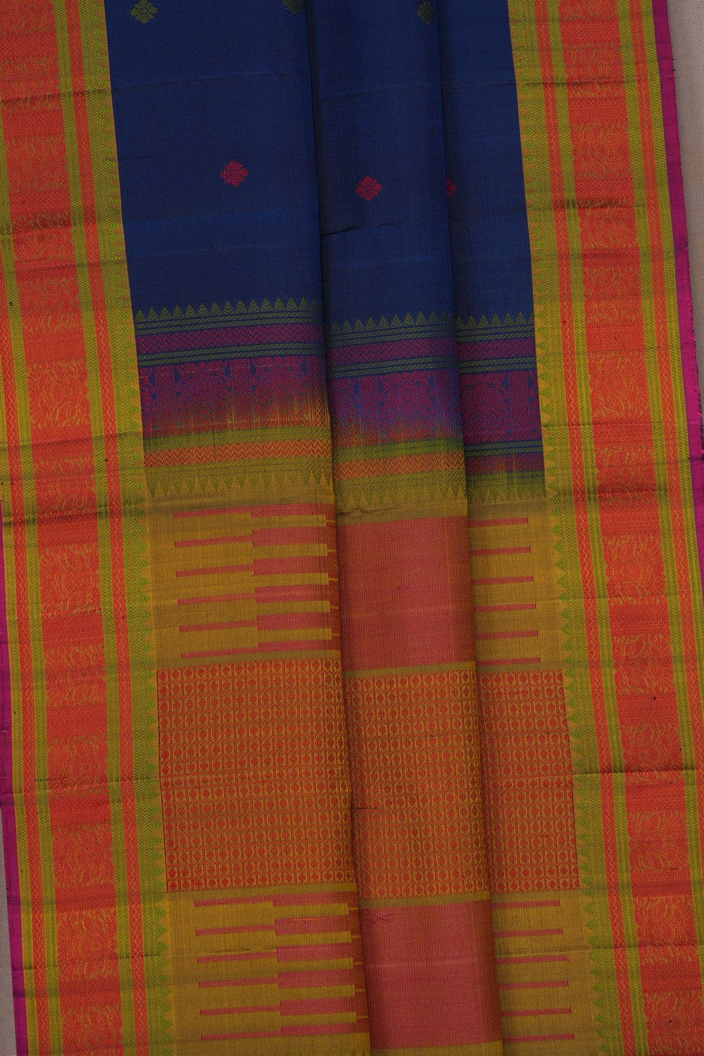Image of Navy Blue Kanjivaram Silk Saree