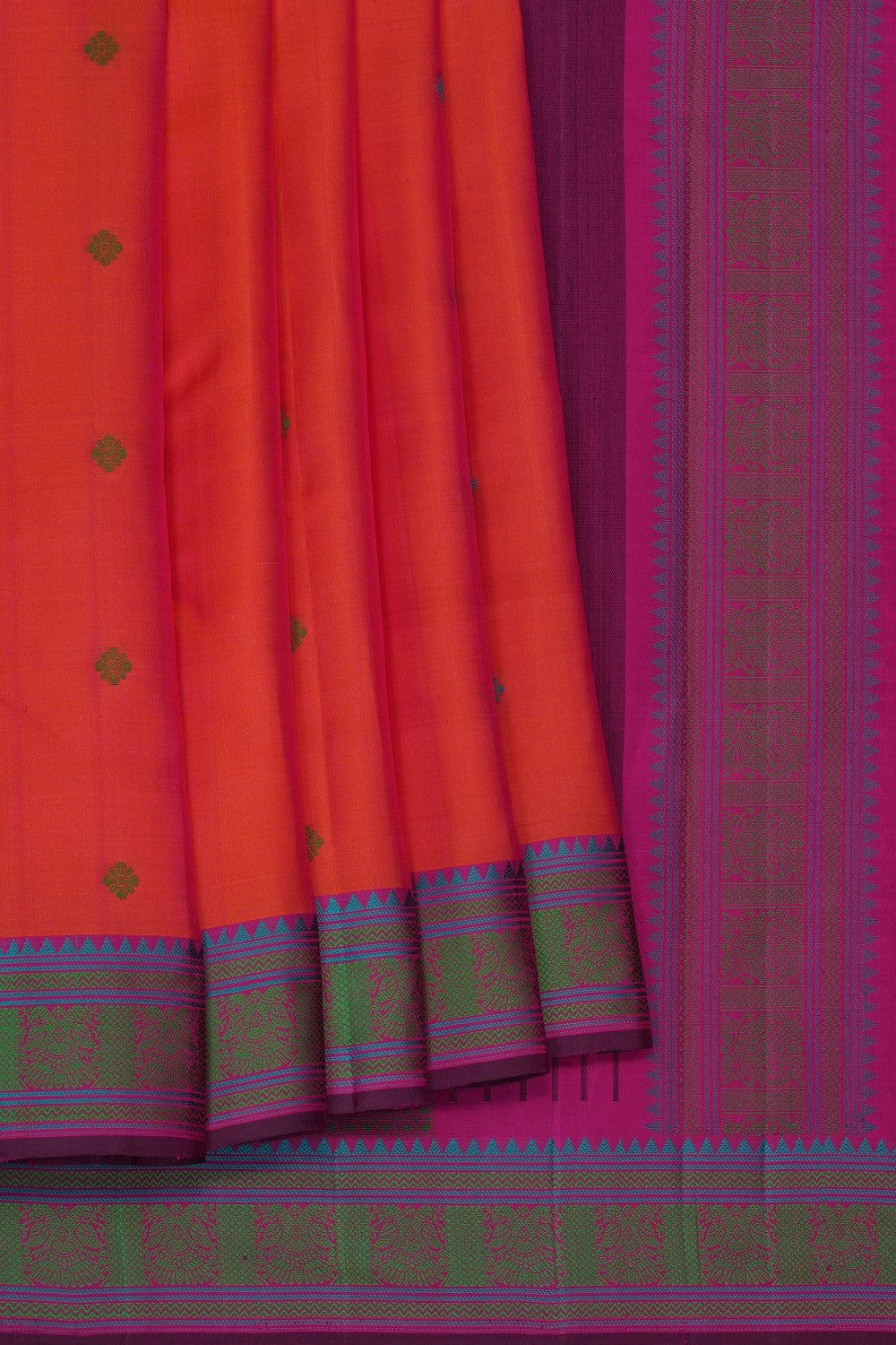 Image of Orange Kanjivaram Silk Saree