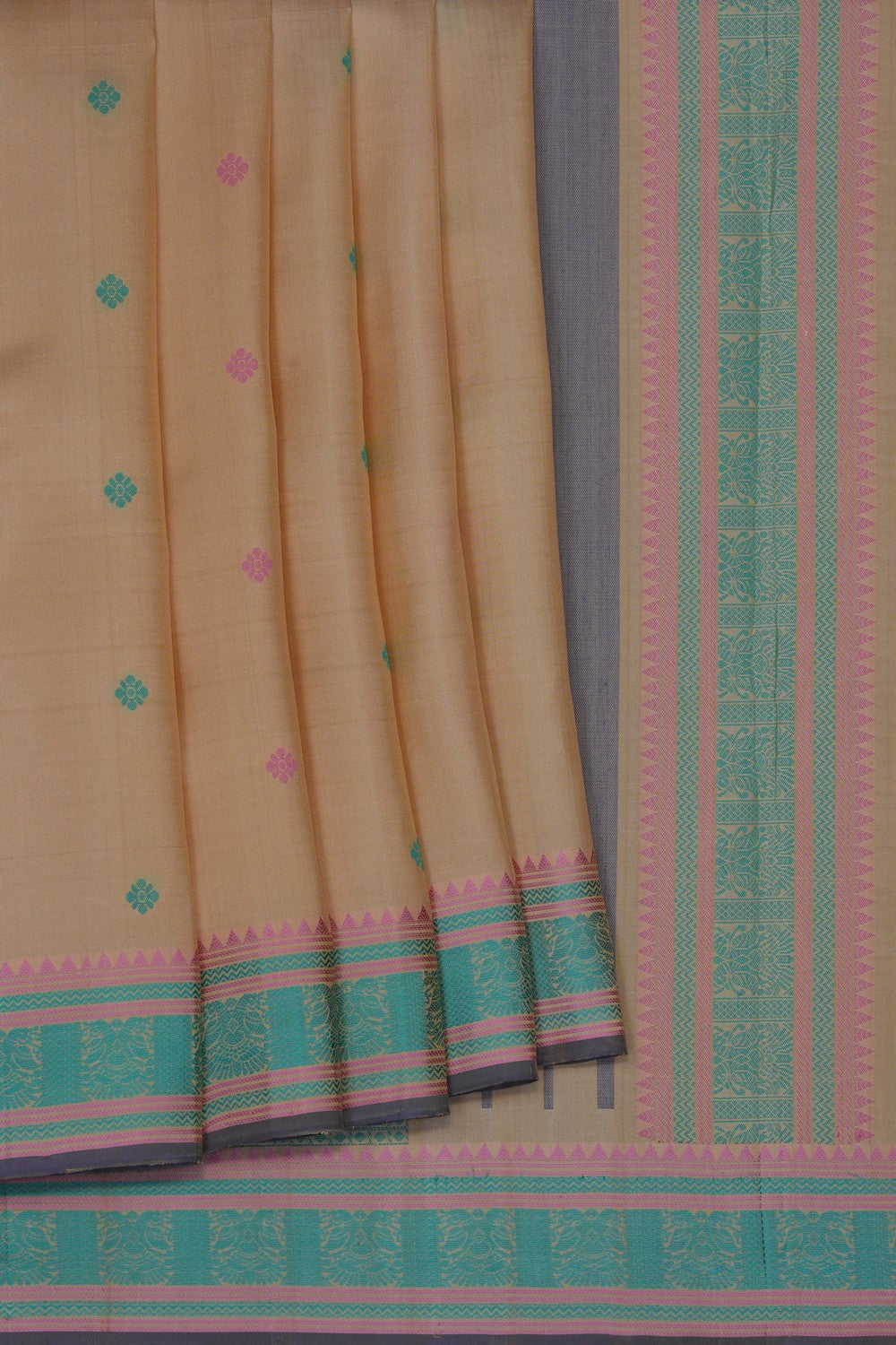 Image of Off-White Kanjivaram Silk Saree
