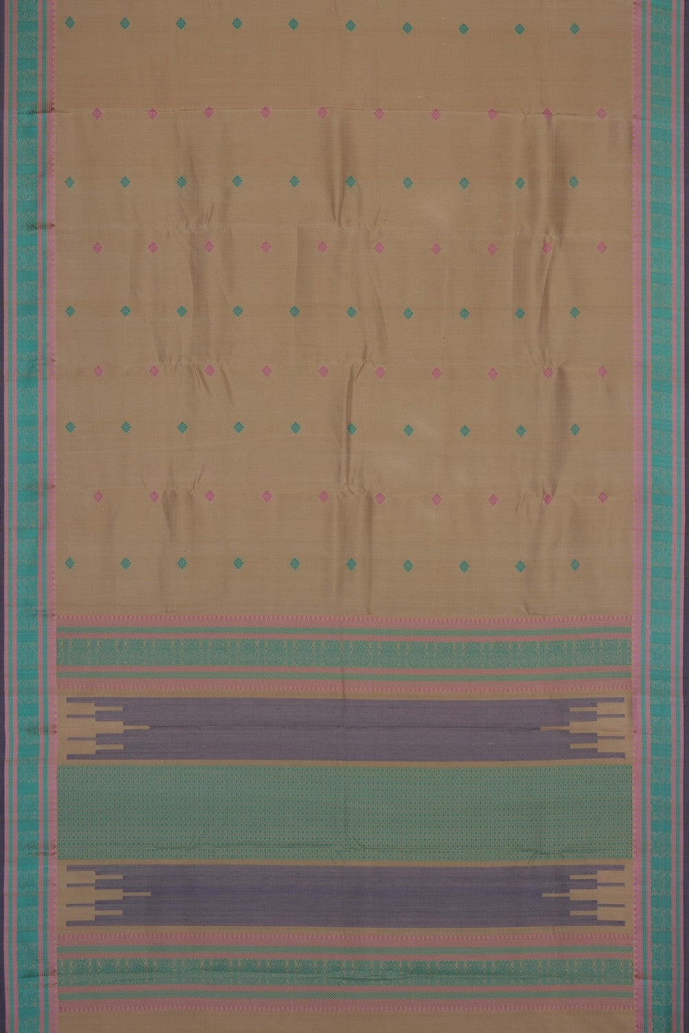 Image of Off-White Kanjivaram Silk Saree