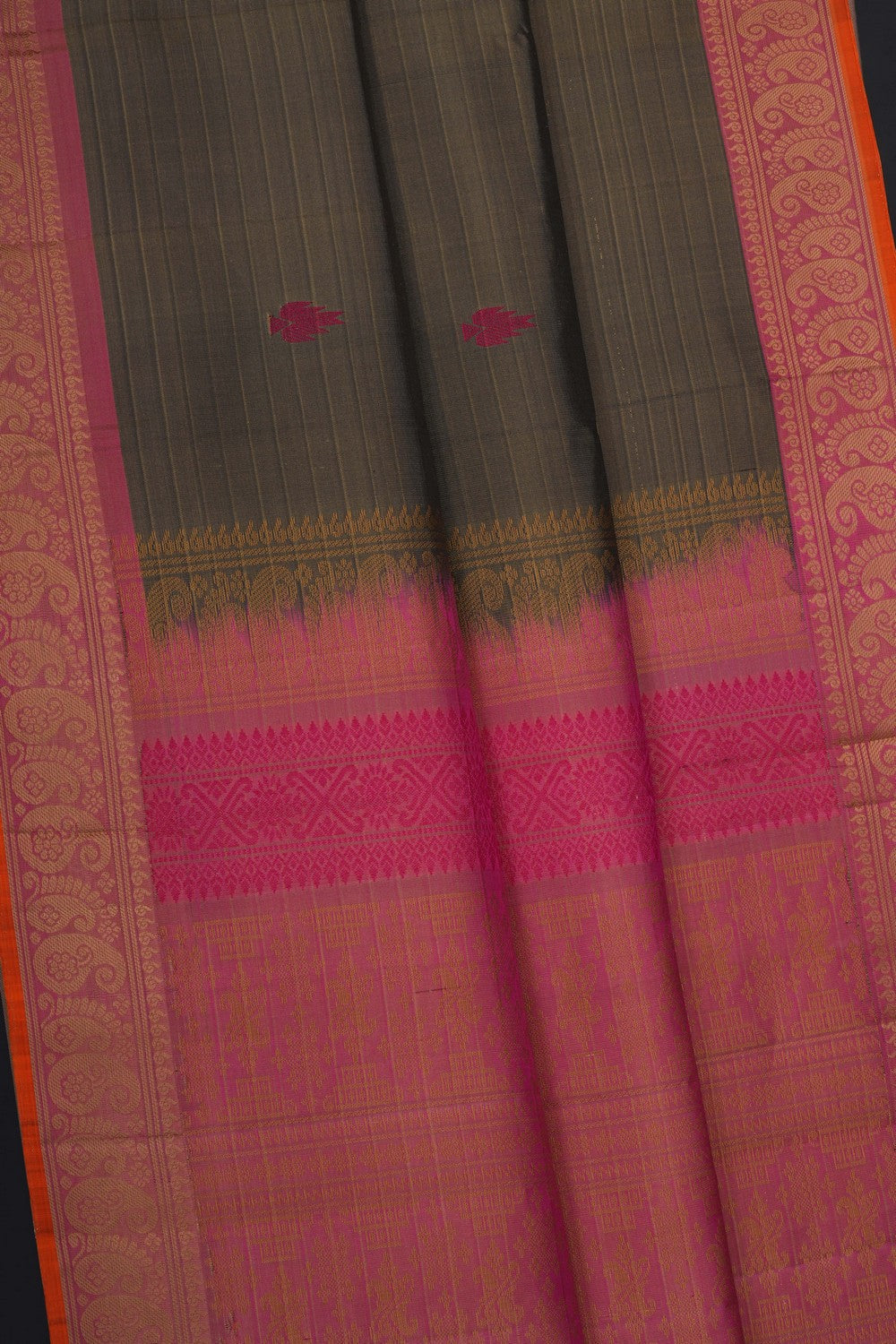 Image of Moss Green Kanjivaram Silk Saree