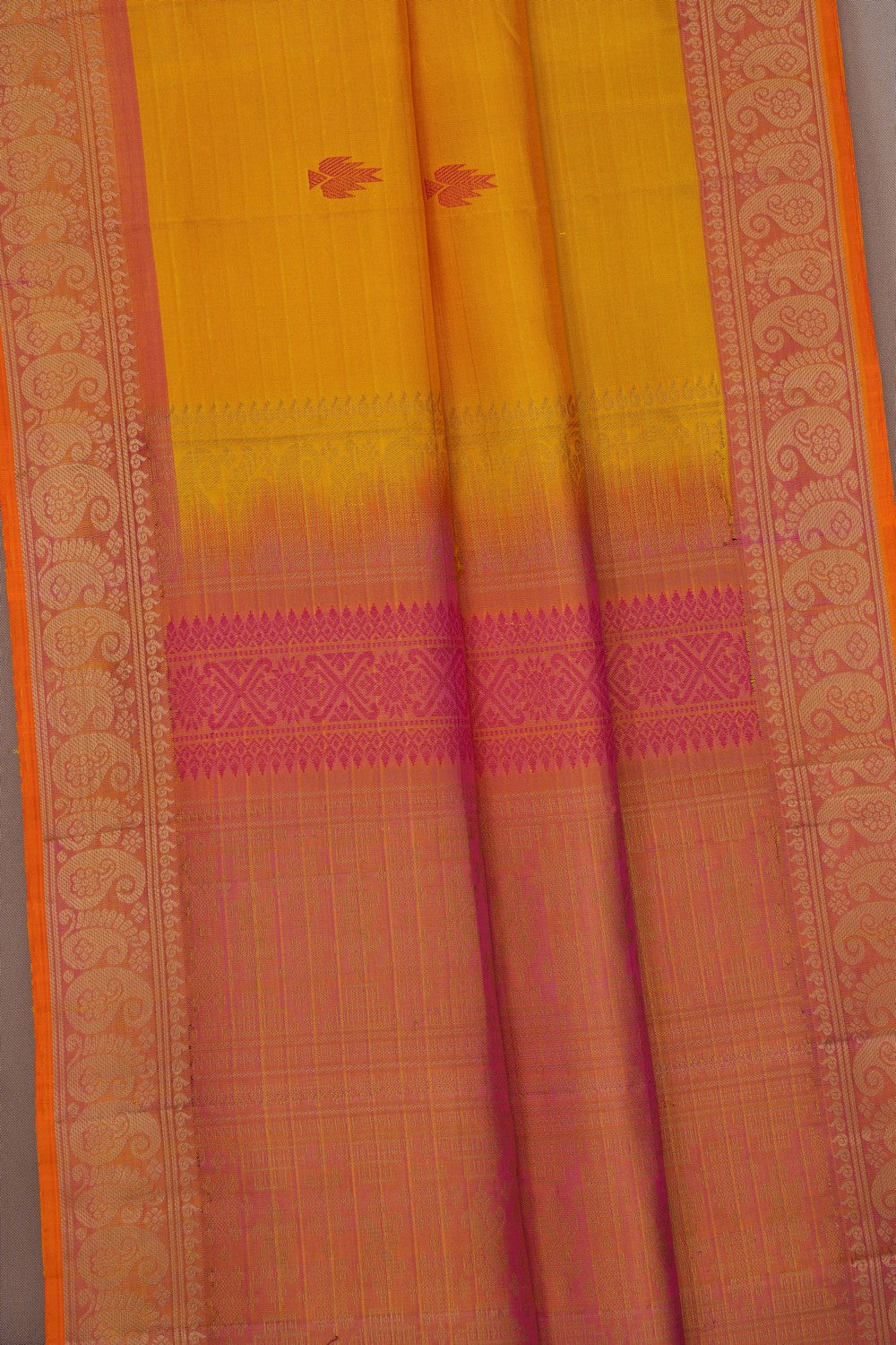 Image of Yellow Kanjivaram Silk Saree