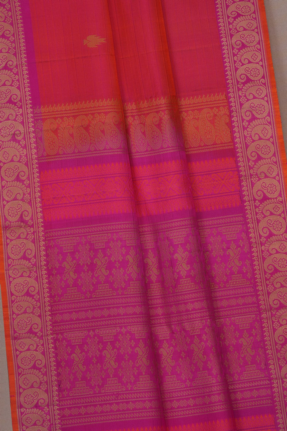 Image of Fuchsia-Pink Kanjivaram Silk Saree