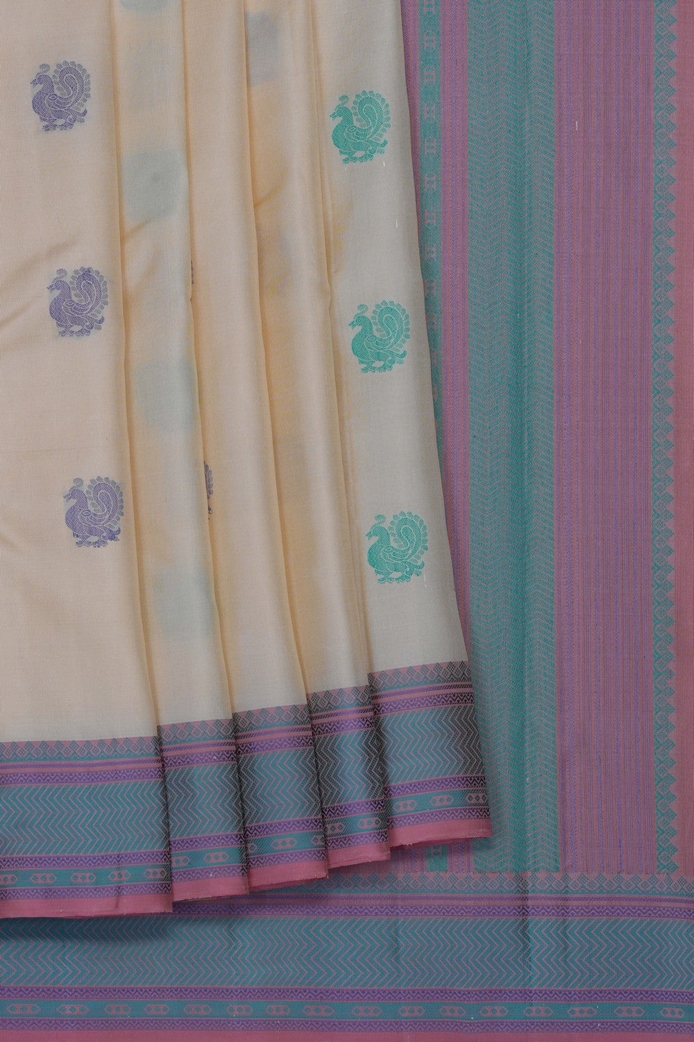 Image of Ivory Off-White Kanjivaram Silk Saree