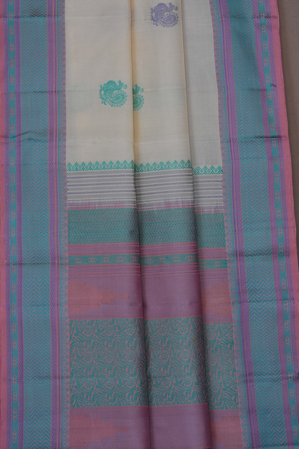 Image of Ivory Off-White Kanjivaram Silk Saree