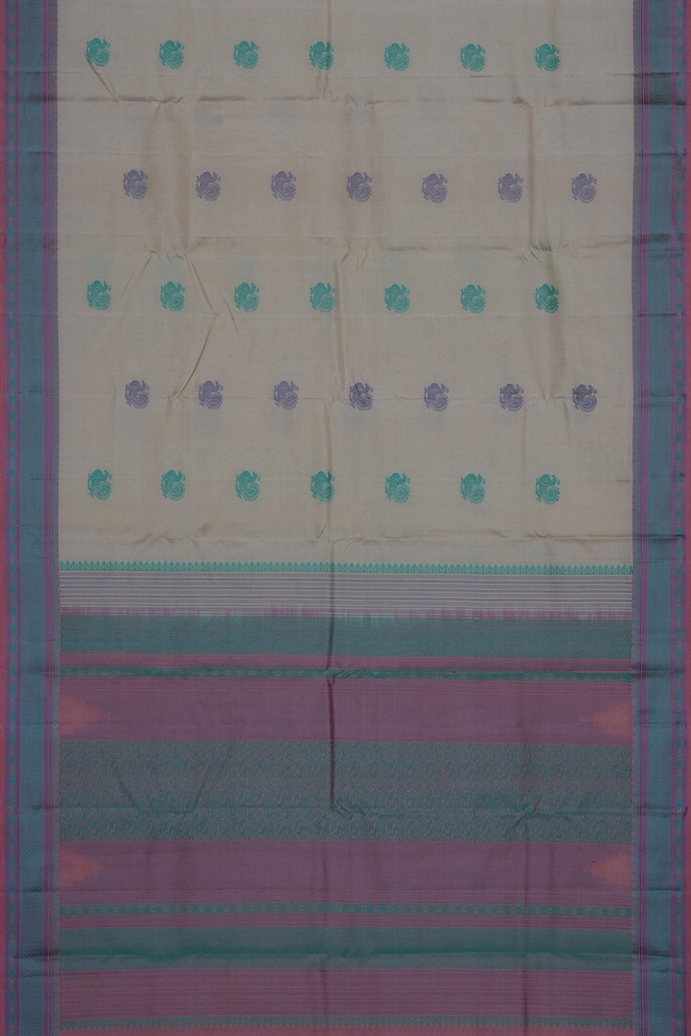 Image of Ivory Off-White Kanjivaram Silk Saree