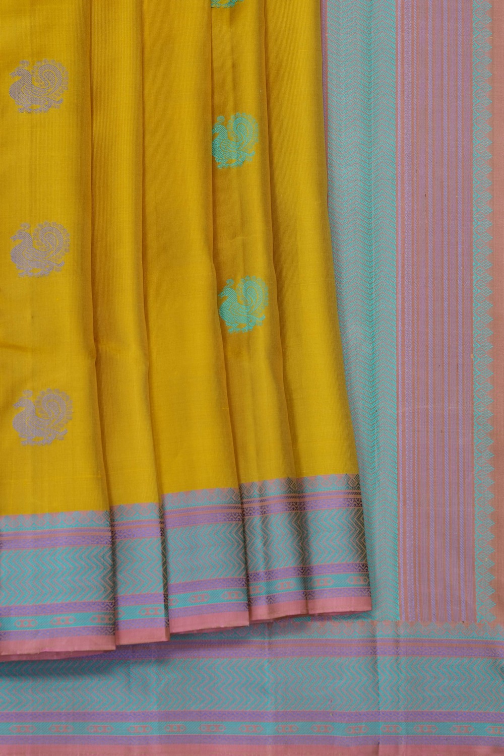 Image of Spring Green Kanjivaram Silk Saree