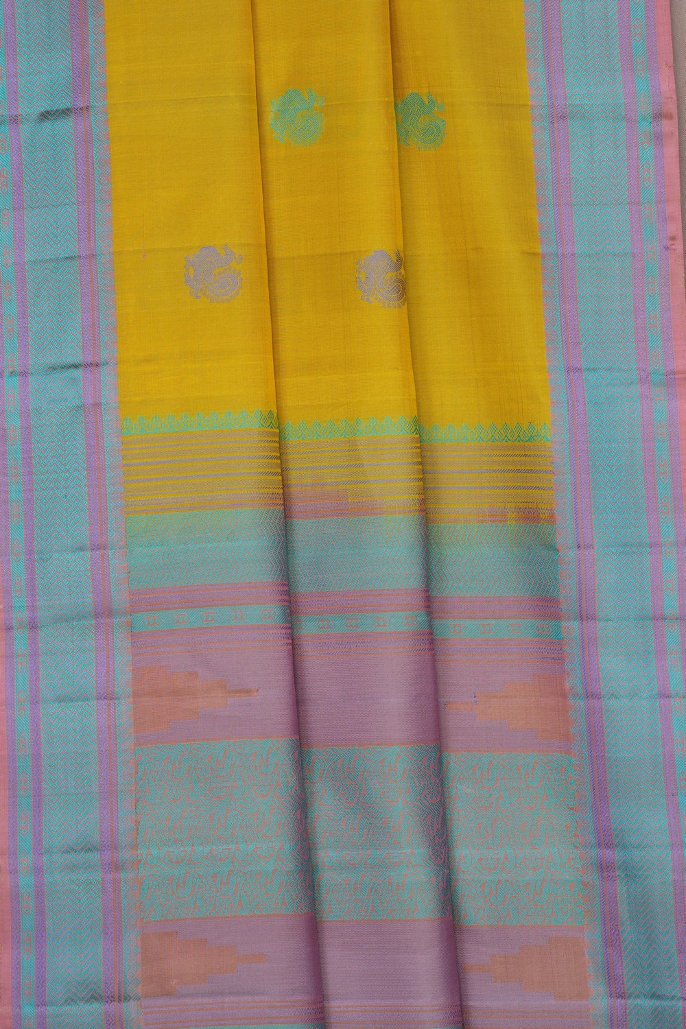 Image of Spring Green Kanjivaram Silk Saree