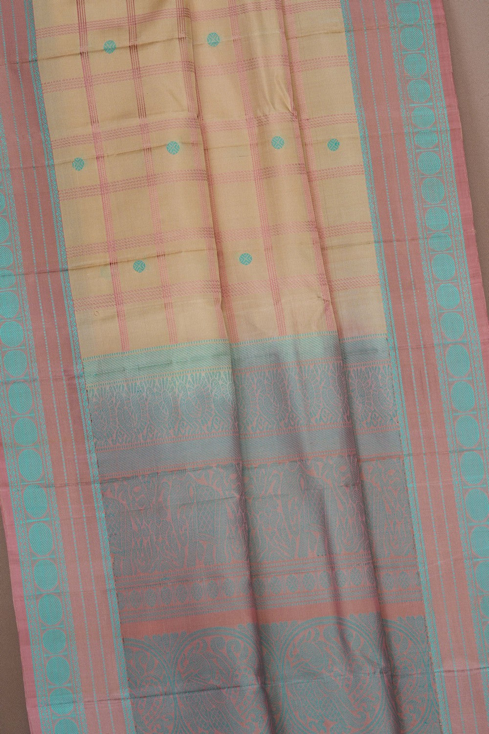 Image of Beige Kanjivaram Silk Saree