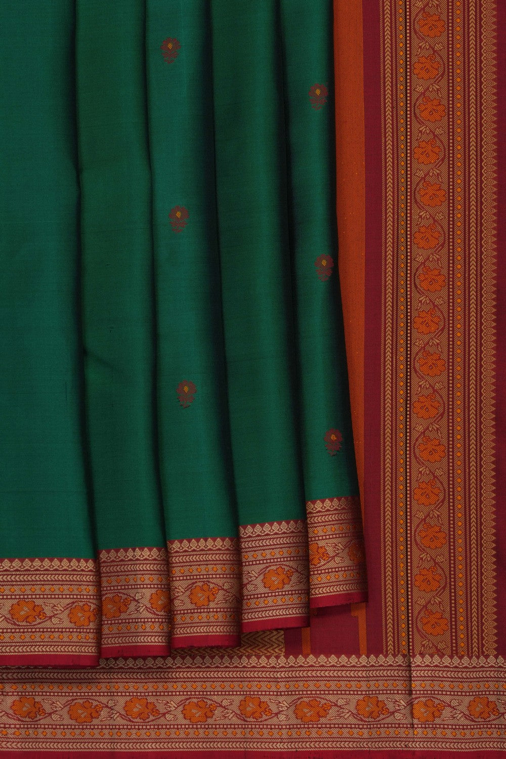 Image of Green Kanjivaram Silk Saree