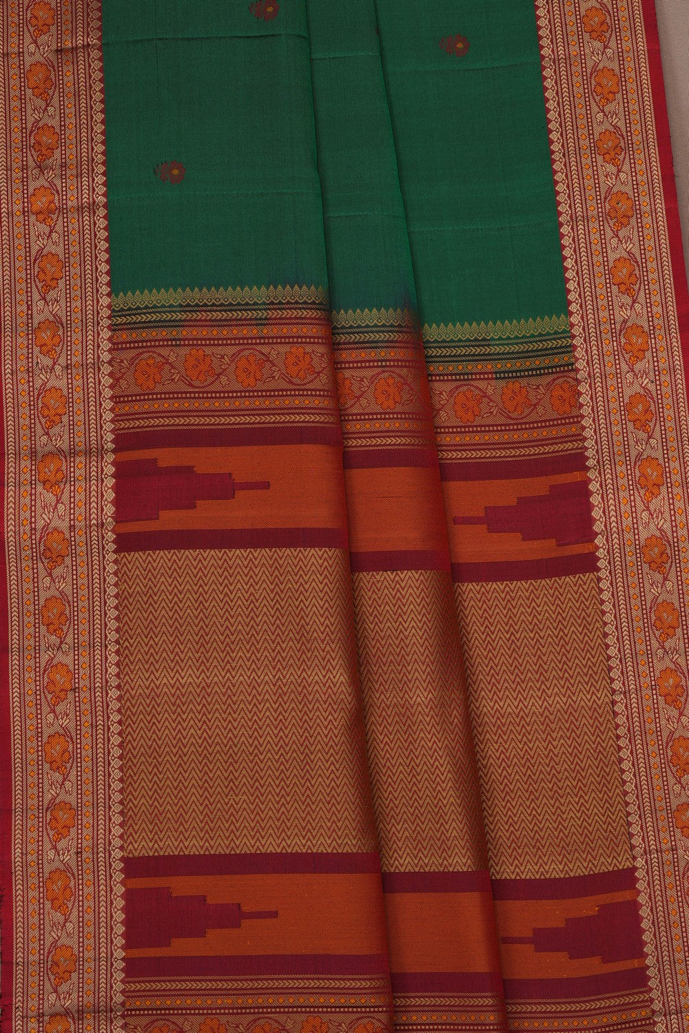 Image of Green Kanjivaram Silk Saree