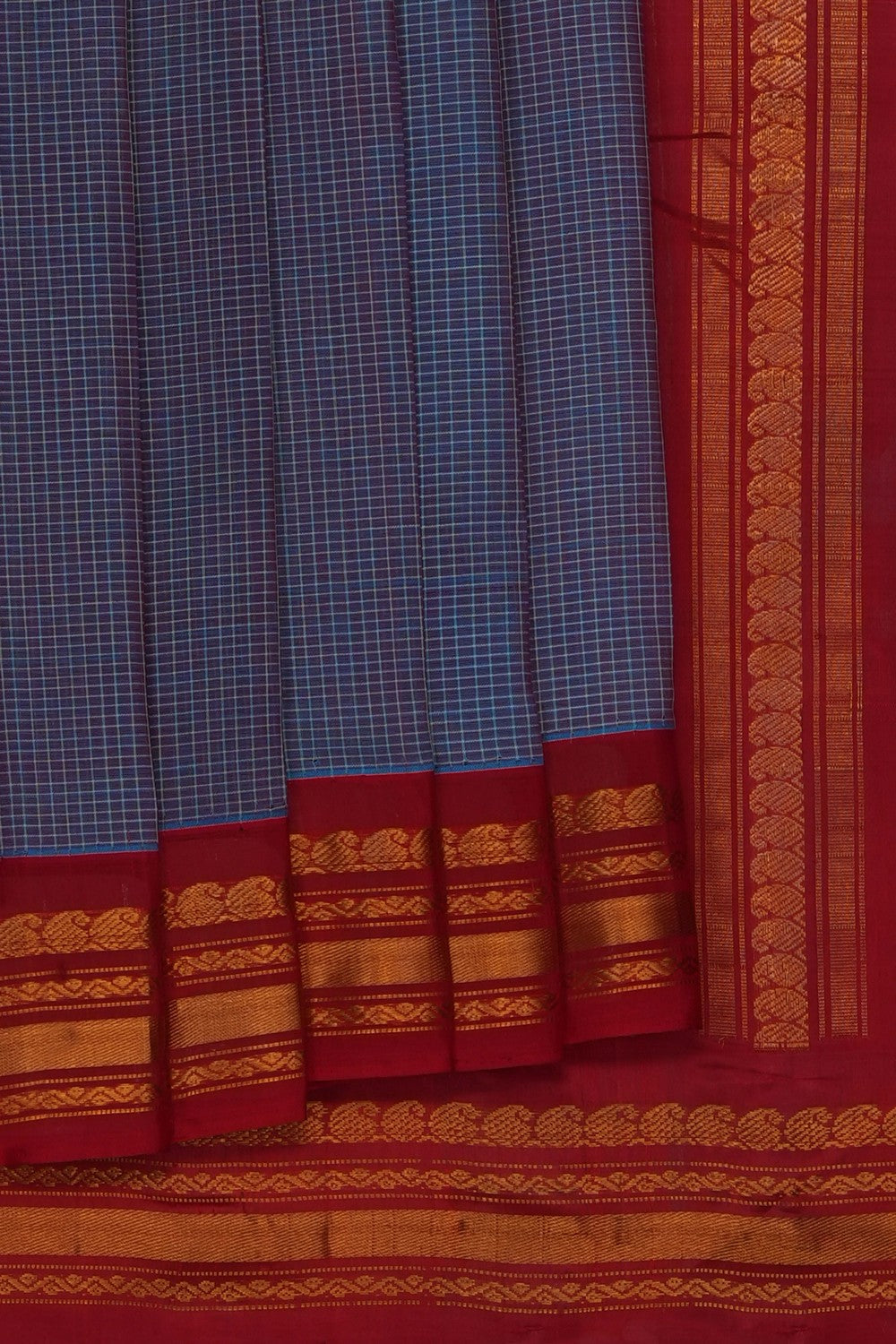 Image of Blue Gadwal Cotton Saree