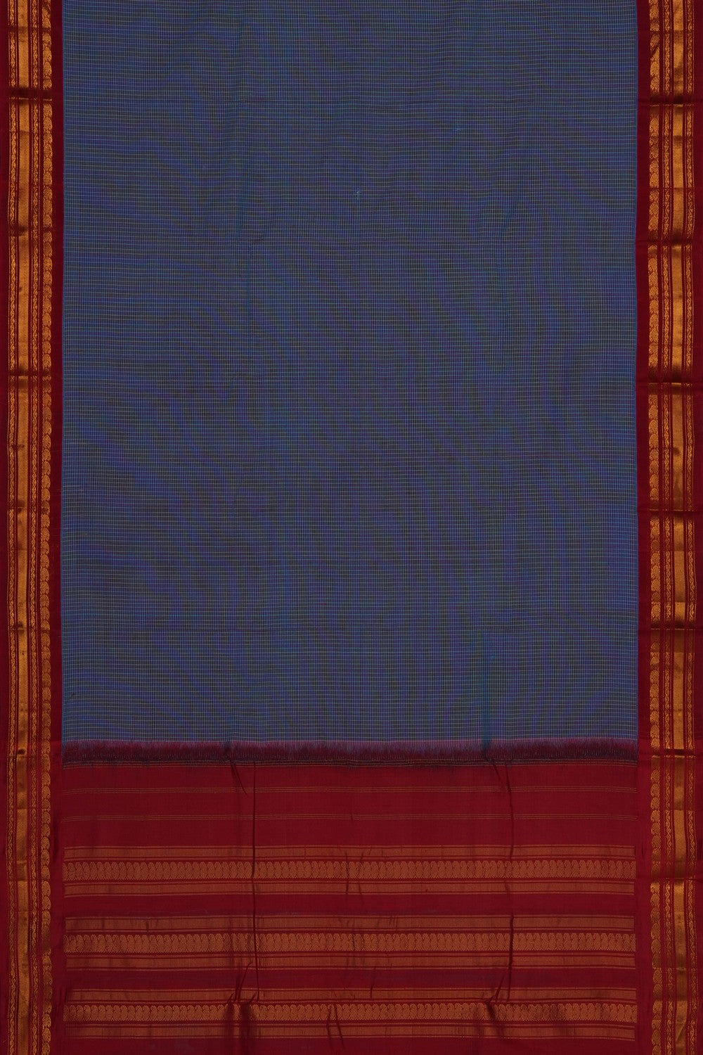 Image of Blue Gadwal Cotton Saree