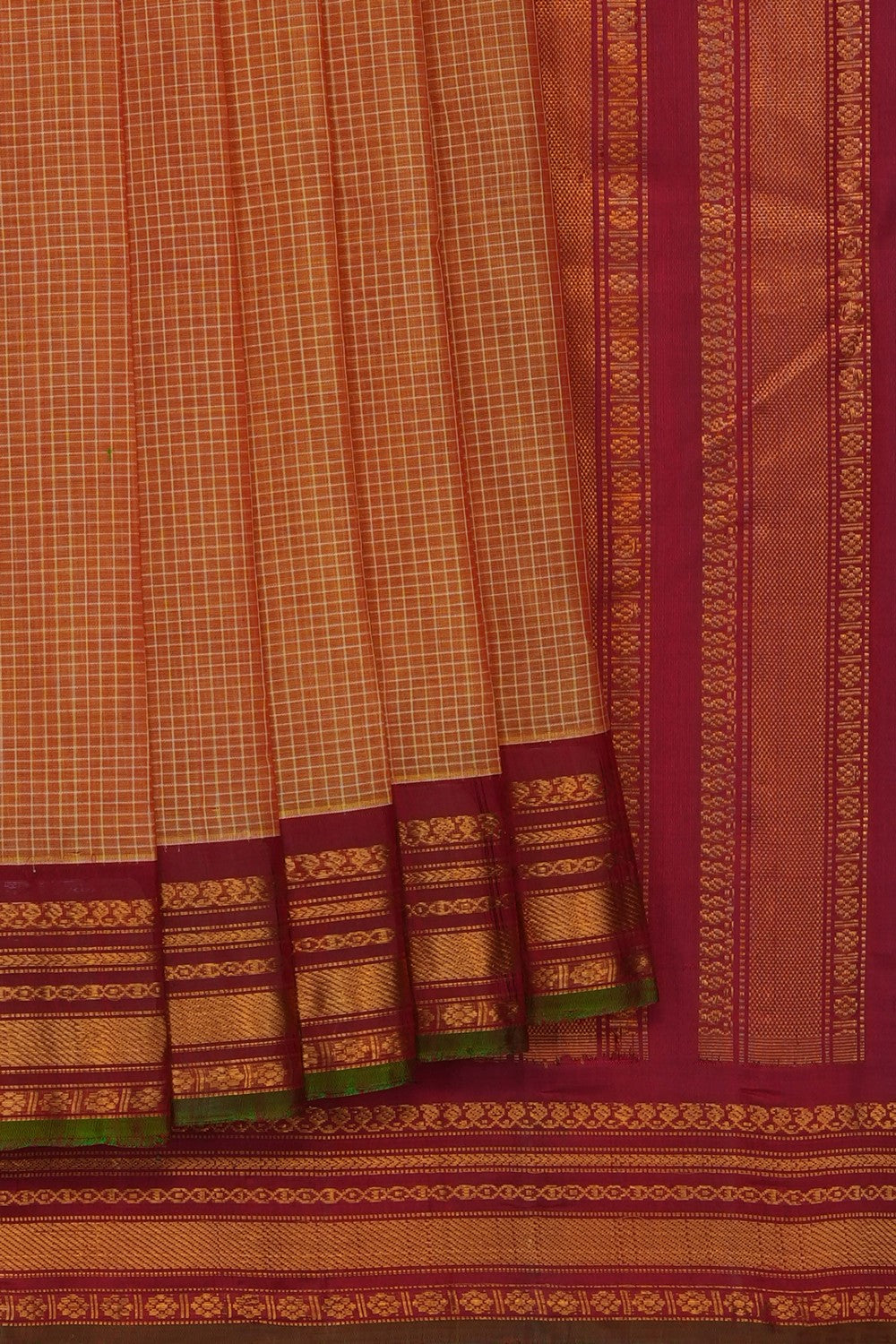 Image of Mustard Gadwal Cotton Saree