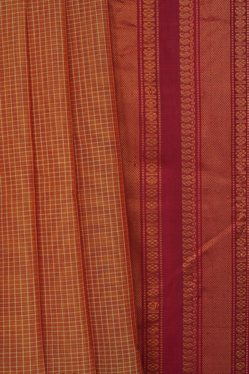 Image of Mustard Gadwal Cotton Saree