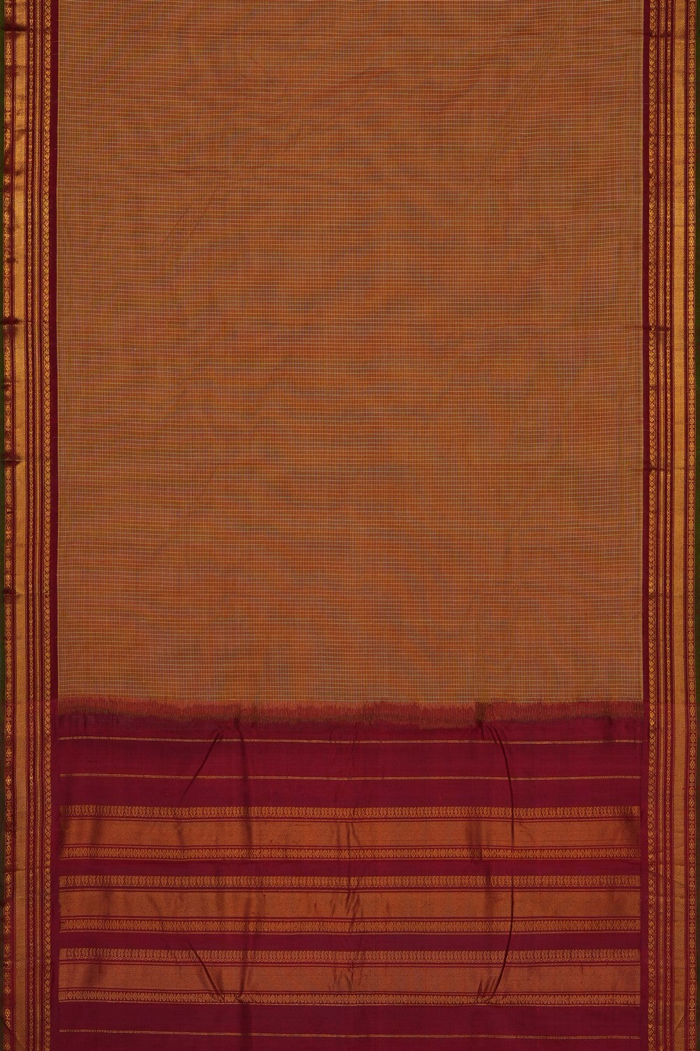 Image of Mustard Gadwal Cotton Saree