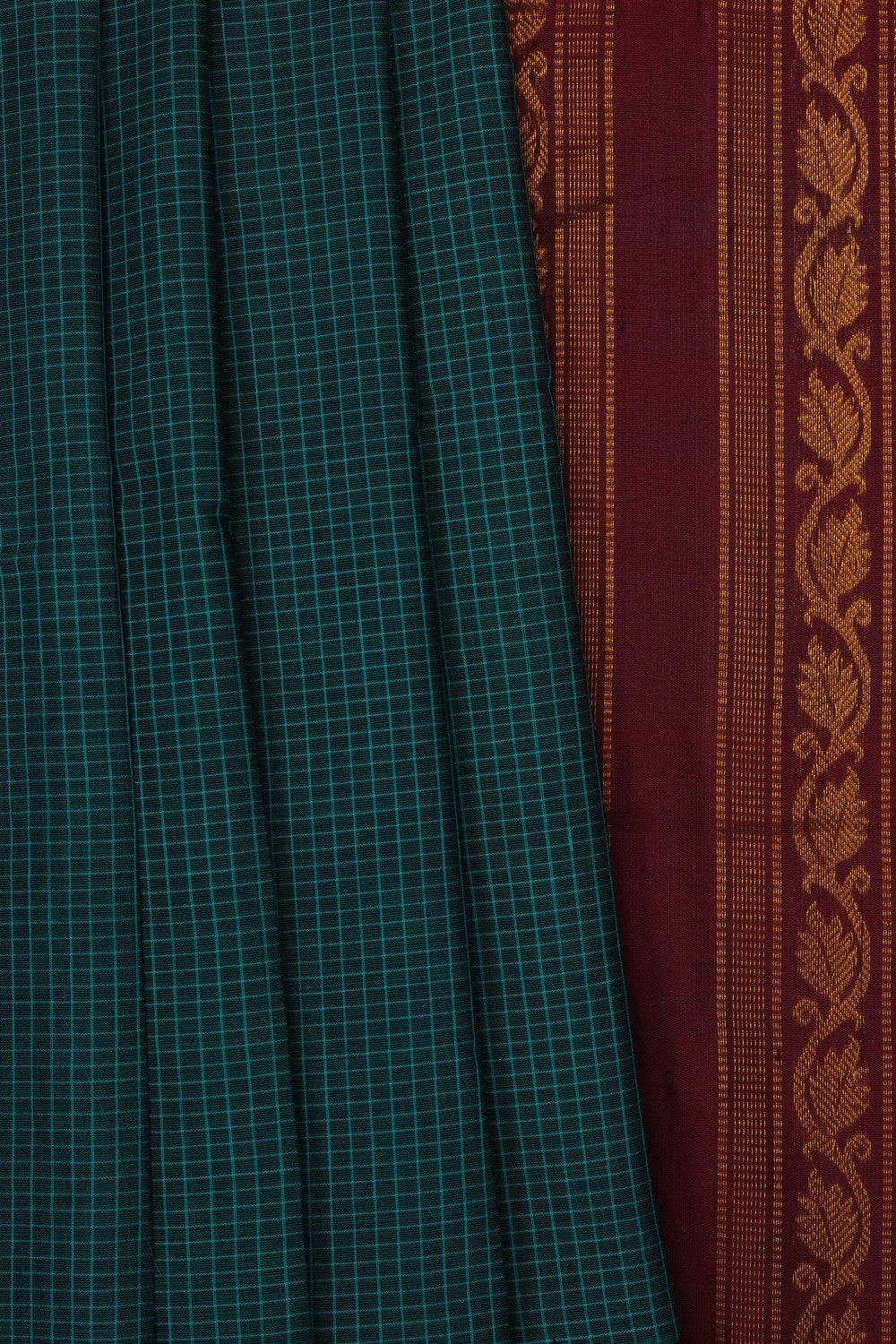 Image of Teal Blue Gadwal Cotton Saree