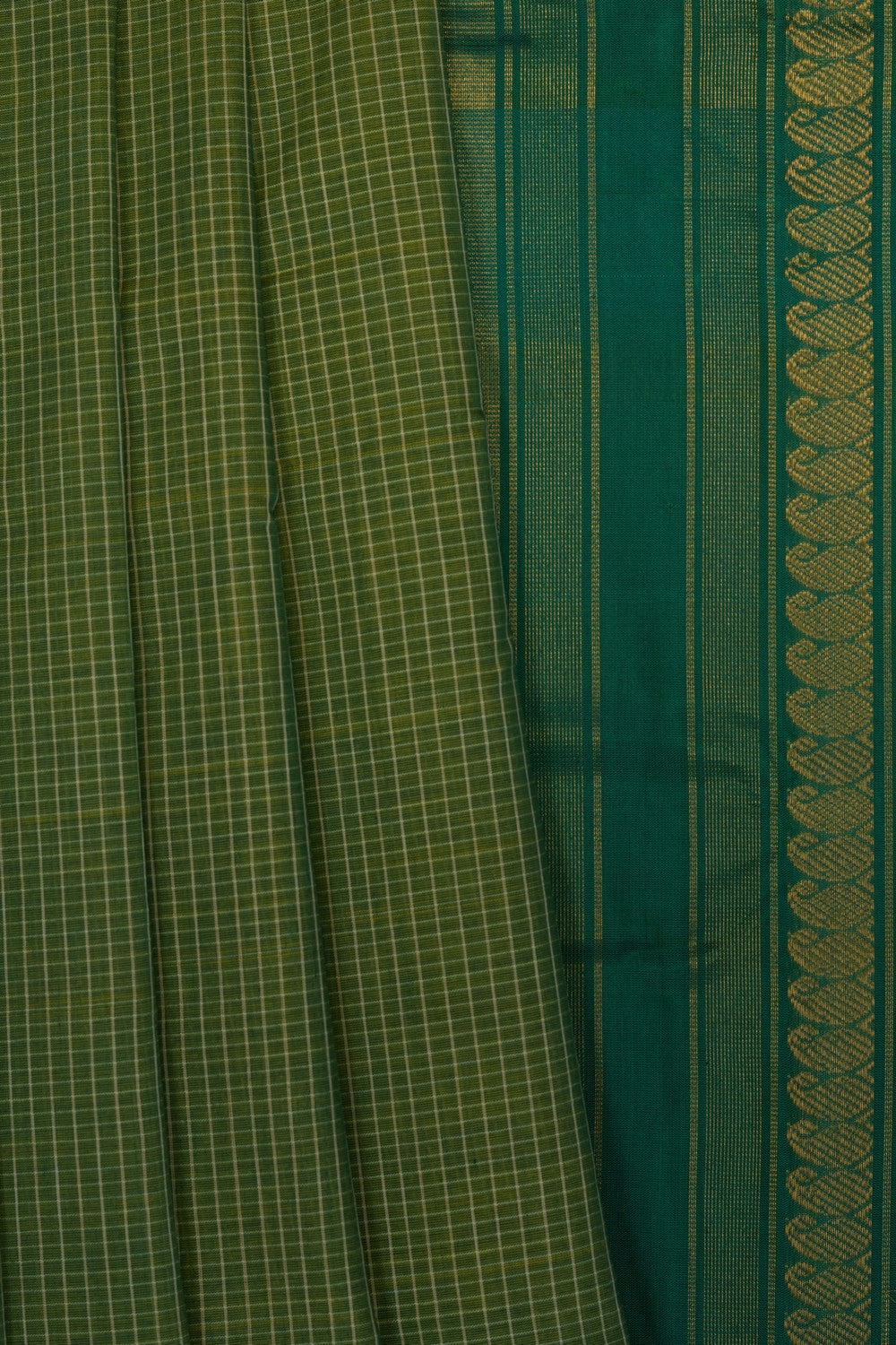 Image of Green Gadwal Cotton Saree