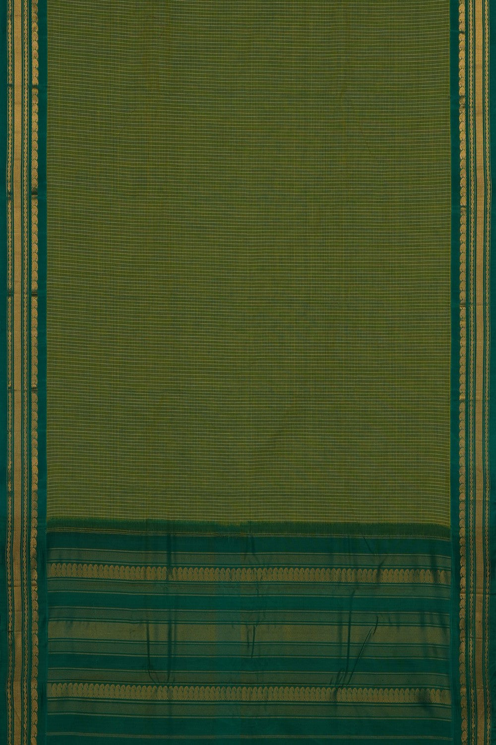 Image of Green Gadwal Cotton Saree