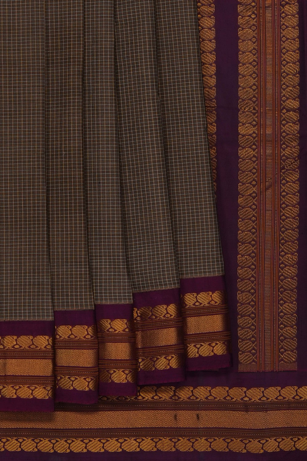 Image of Moss Green Gadwal Cotton Saree