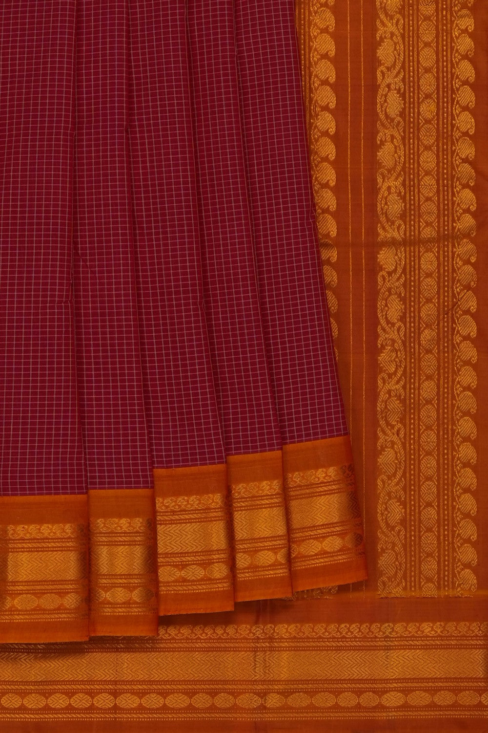 Image of Red Gadwal Cotton Saree