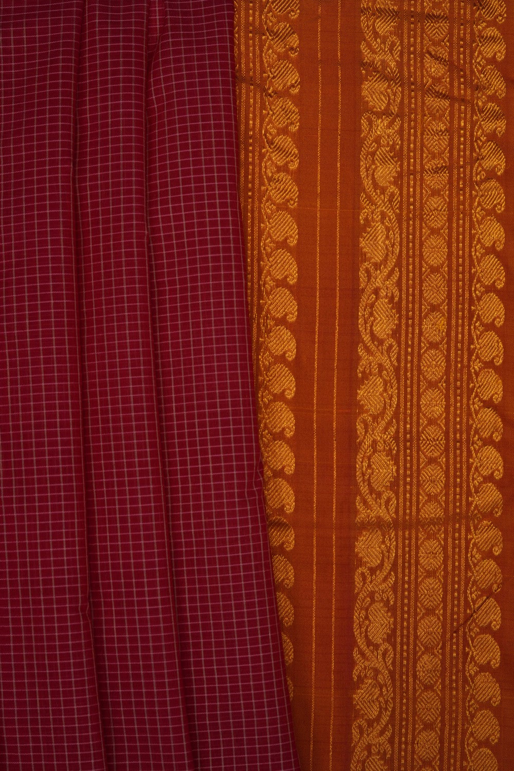 Image of Red Gadwal Cotton Saree