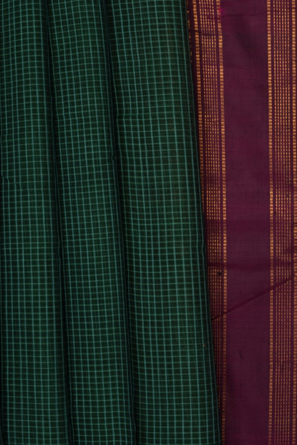 Image of Green Gadwal Cotton Saree