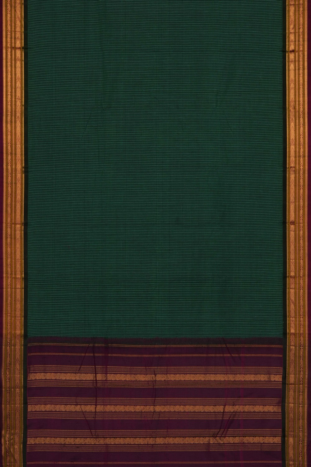 Image of Green Gadwal Cotton Saree