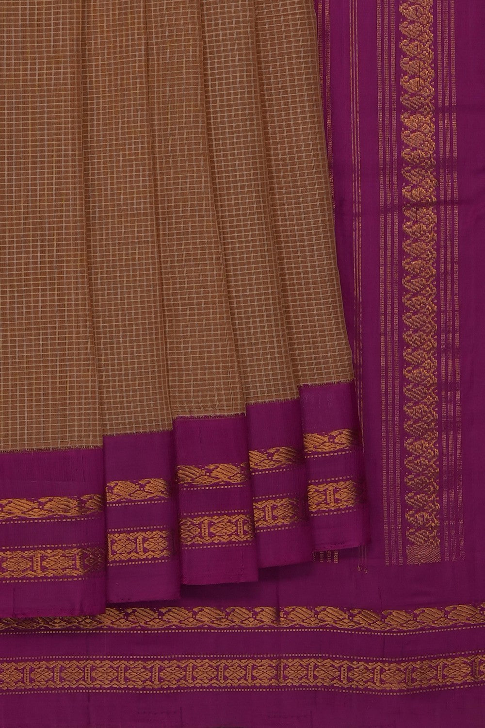 Image of Beige Gadwal Cotton Saree