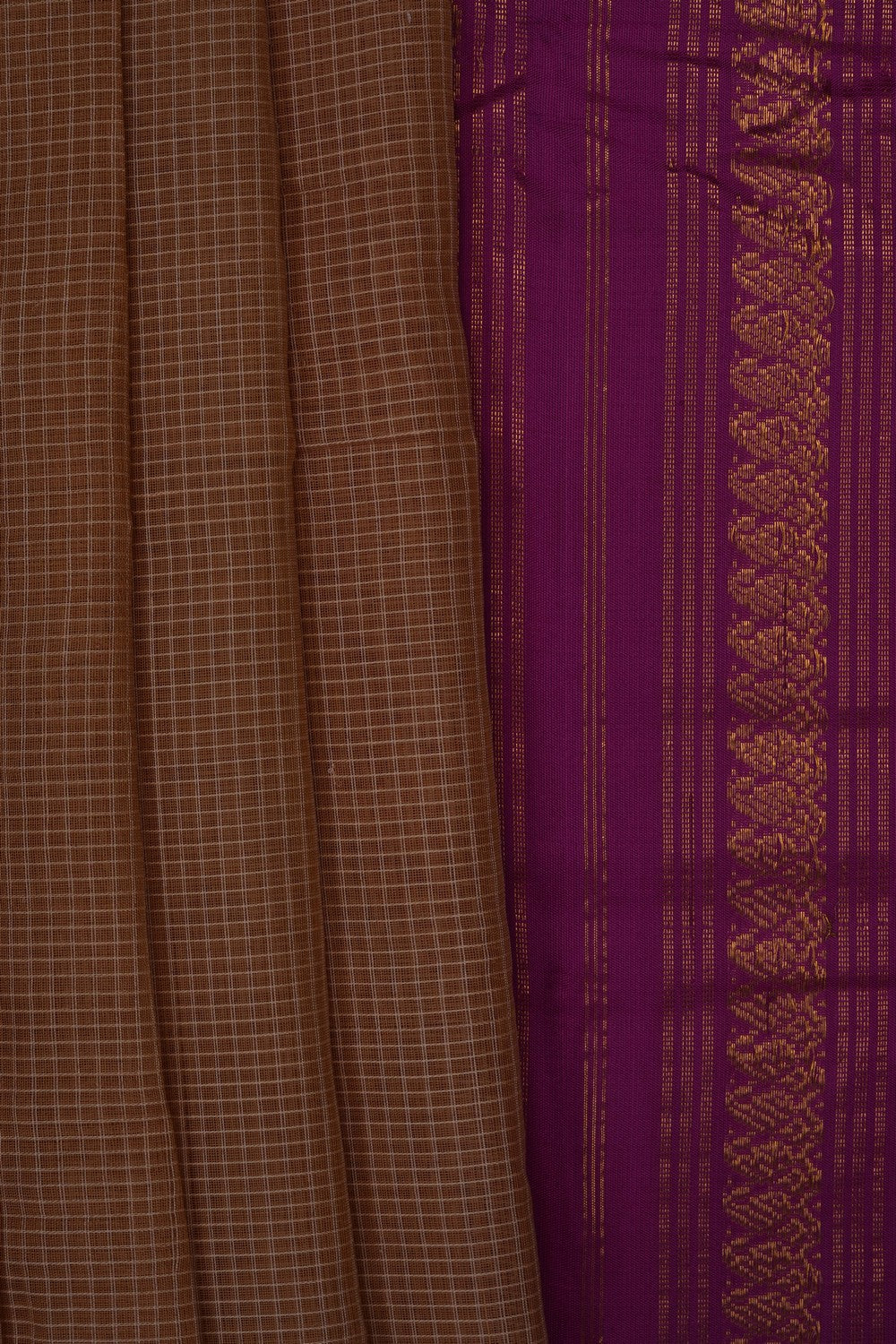 Image of Beige Gadwal Cotton Saree
