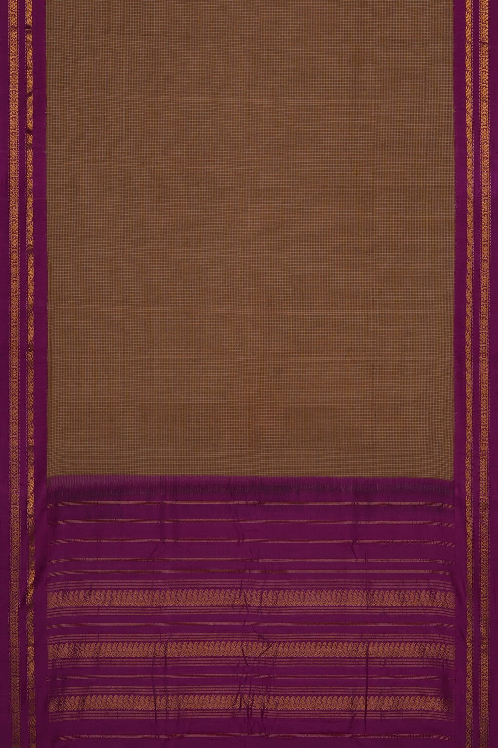 Image of Beige Gadwal Cotton Saree
