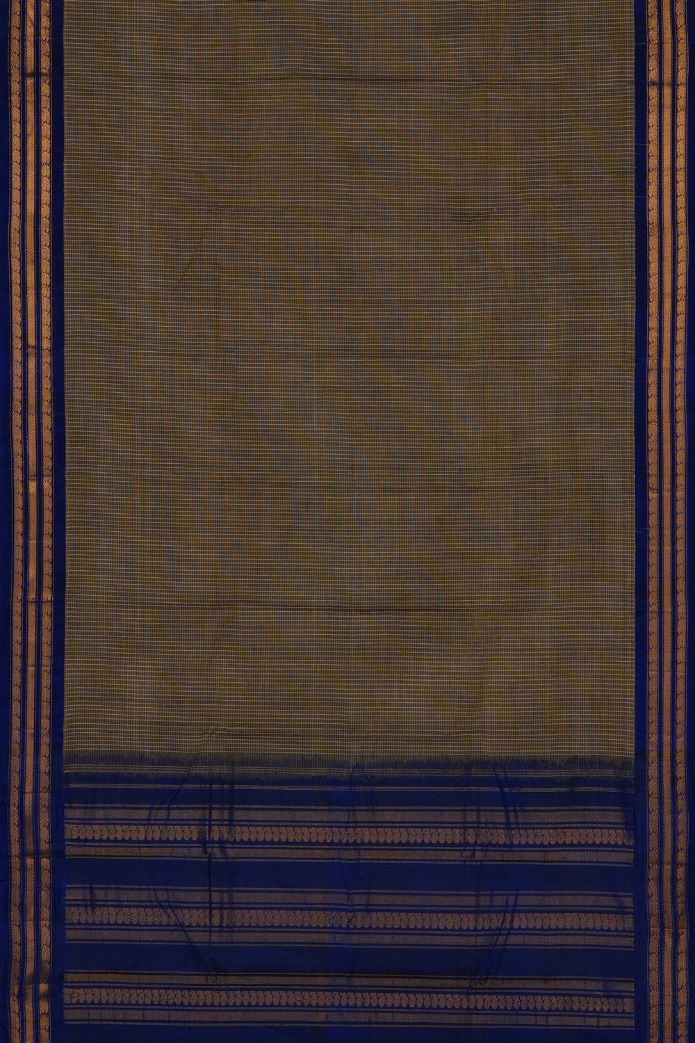 Image of Moss Green Gadwal Cotton Saree