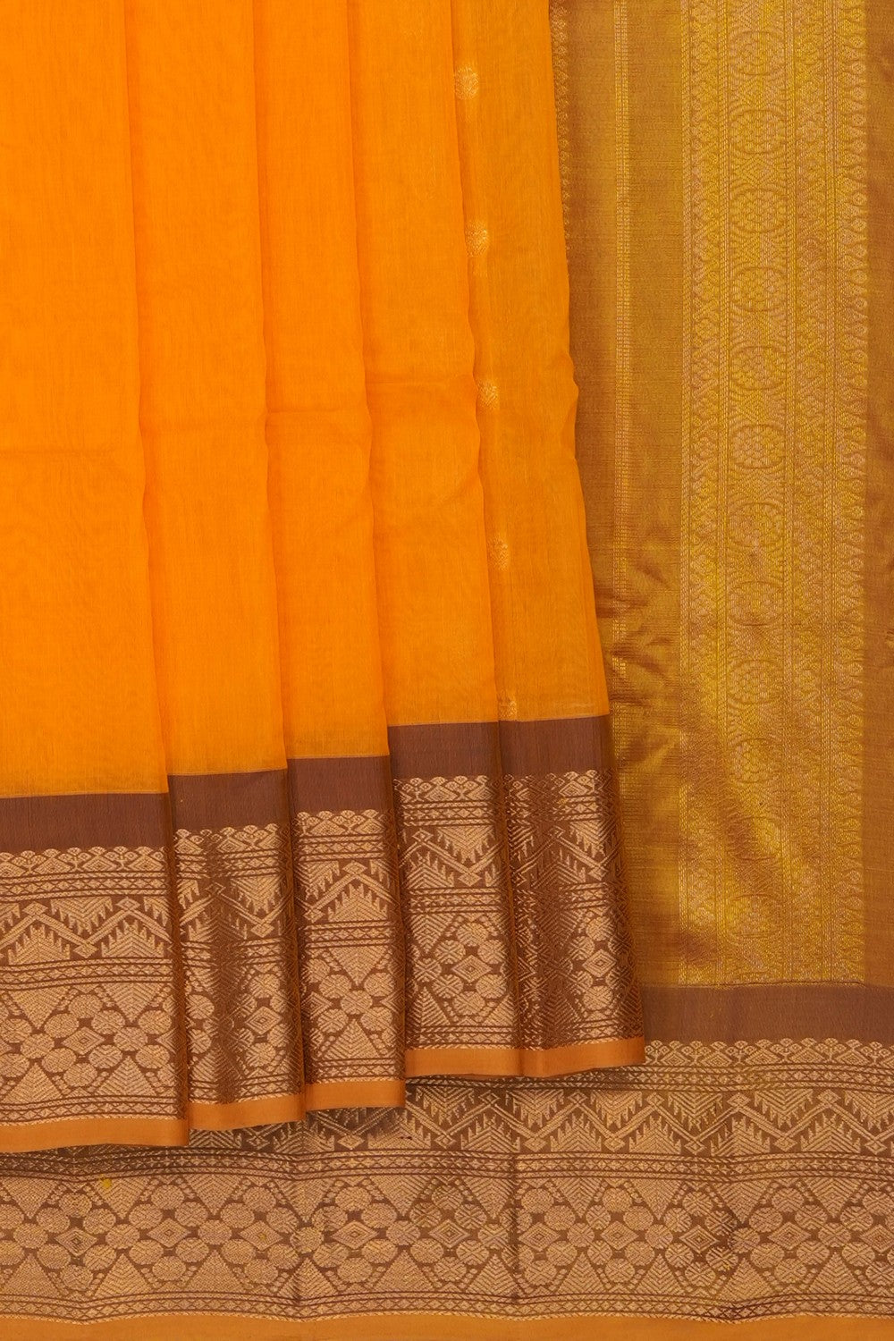 Image of Mustard Gadwal Silk Saree