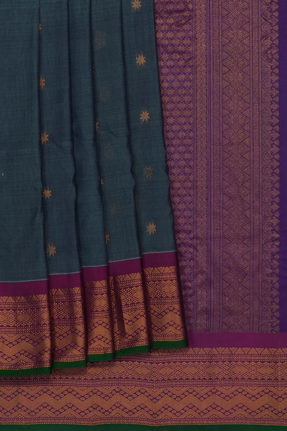 Image of Grey Gadwal Silk Saree