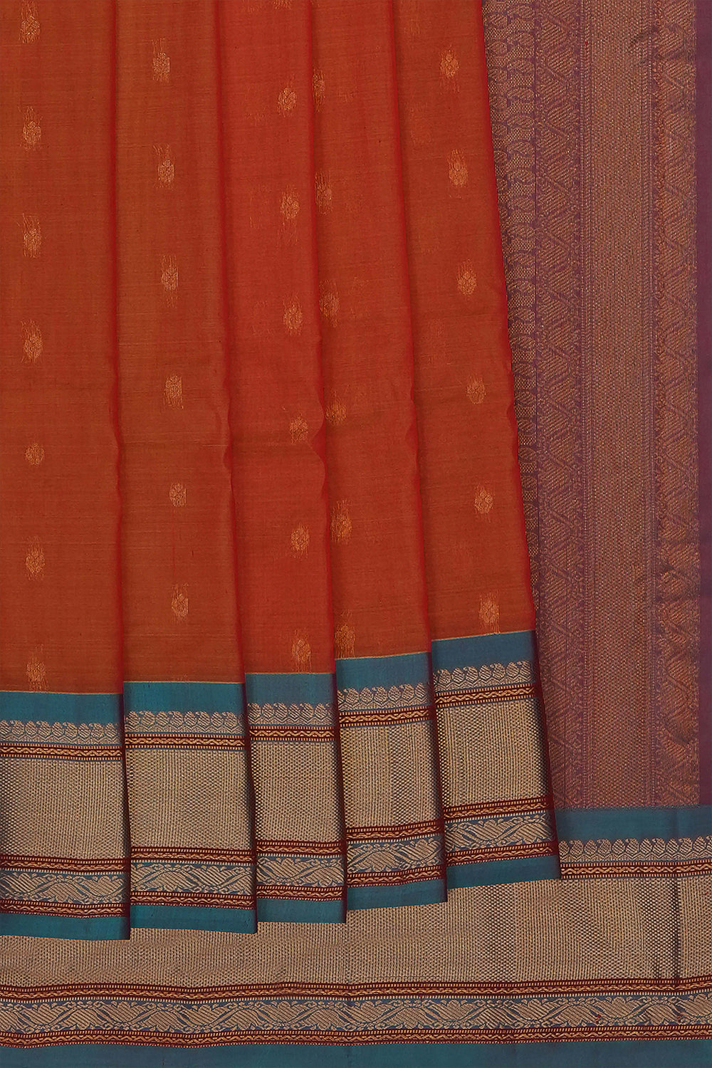 Image of Rust-Orange Gadwal Saree