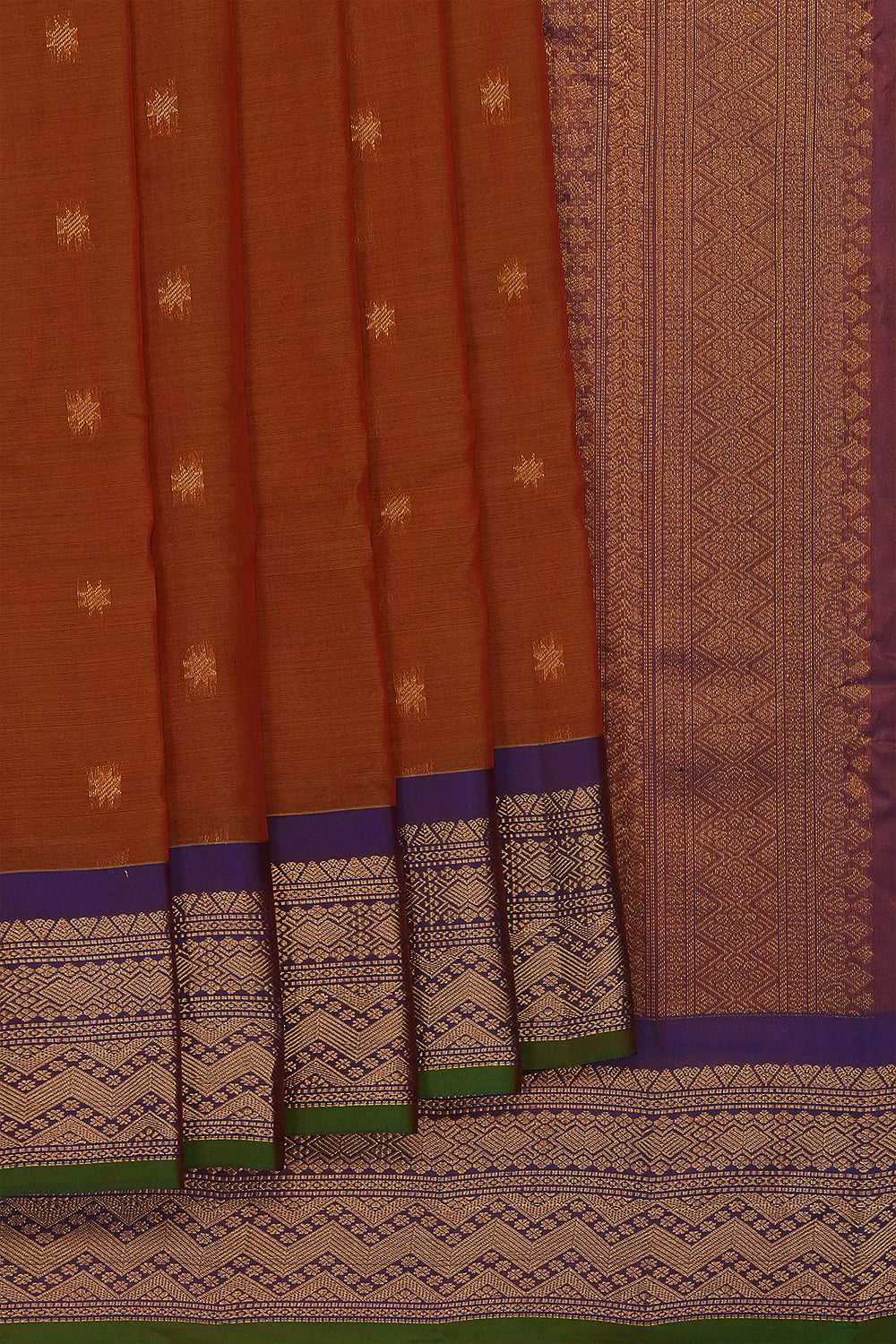 Image of Rust-Orange Gadwal Saree