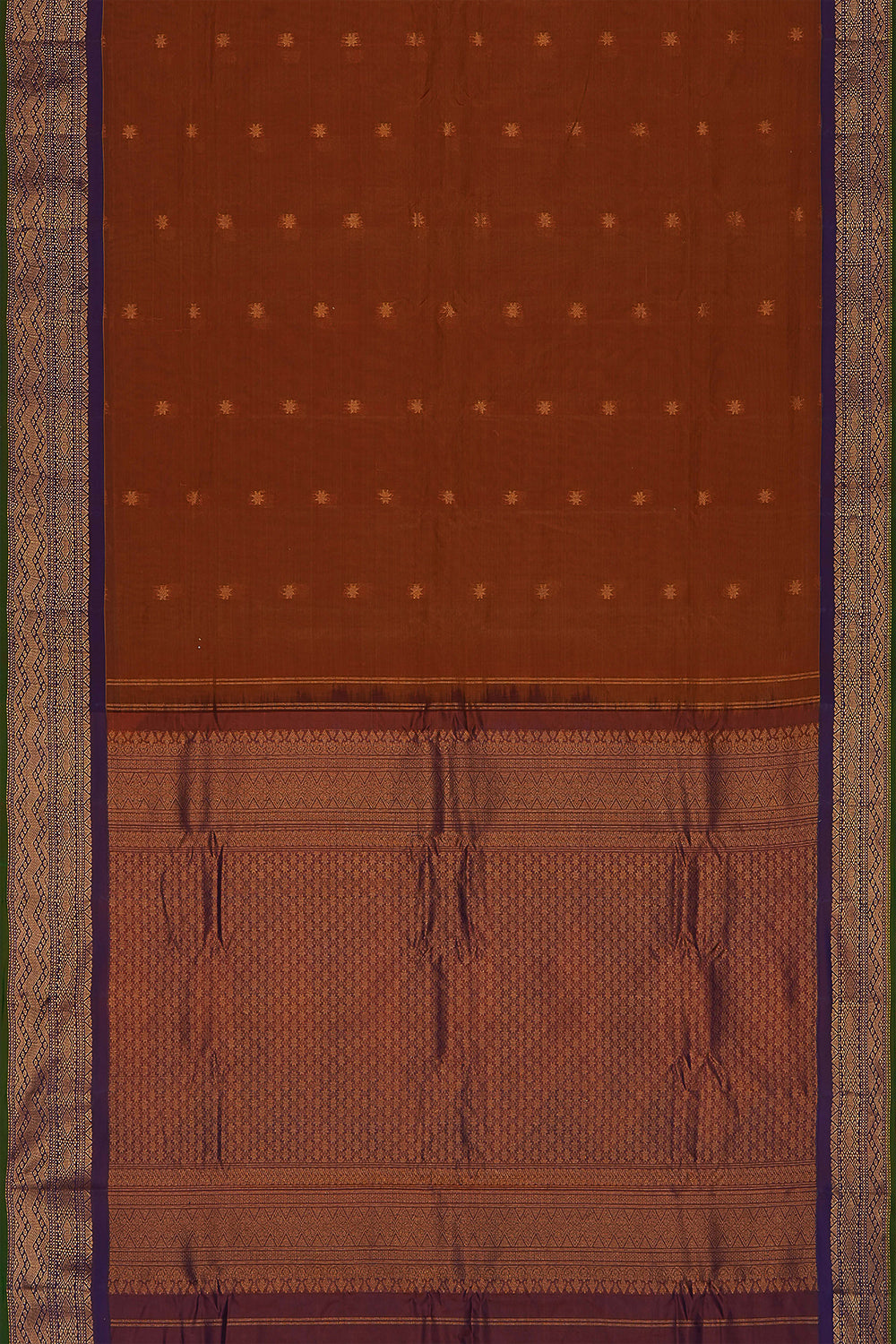 Image of Rust-Orange Gadwal Saree