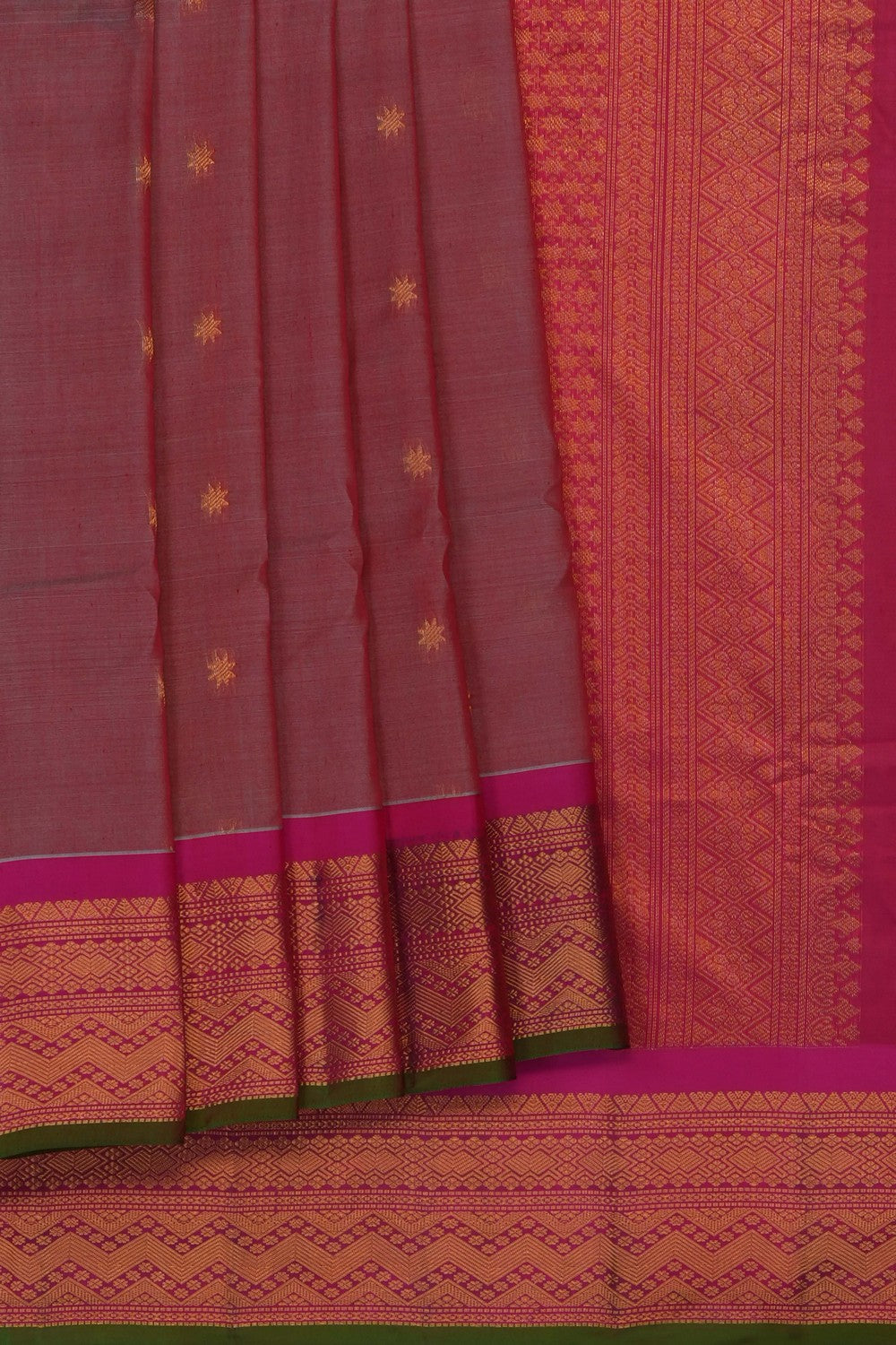 Image of Onion-Pink Gadwal Silk Saree